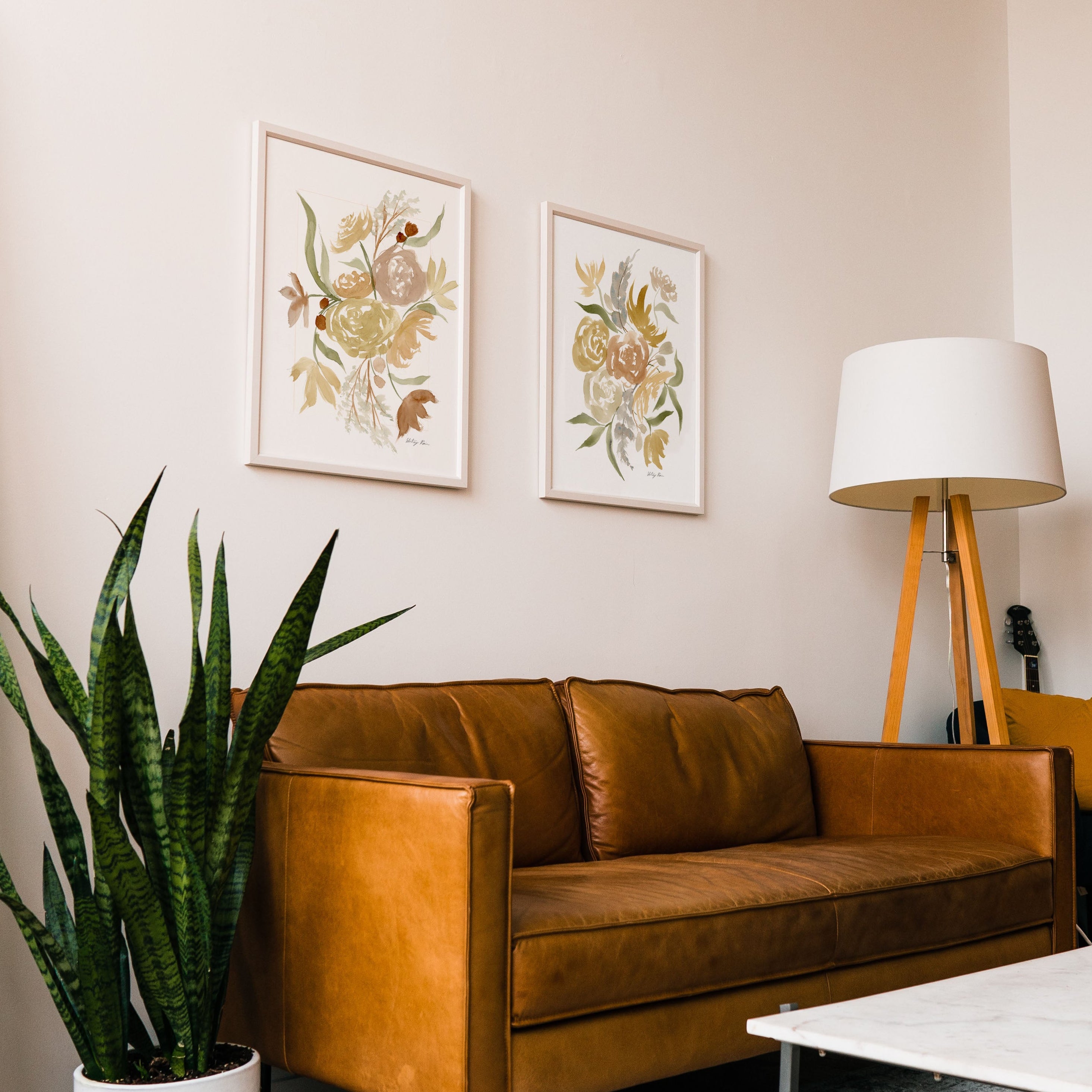 Set of 2 "Warmth" Watercolor Flower Prints