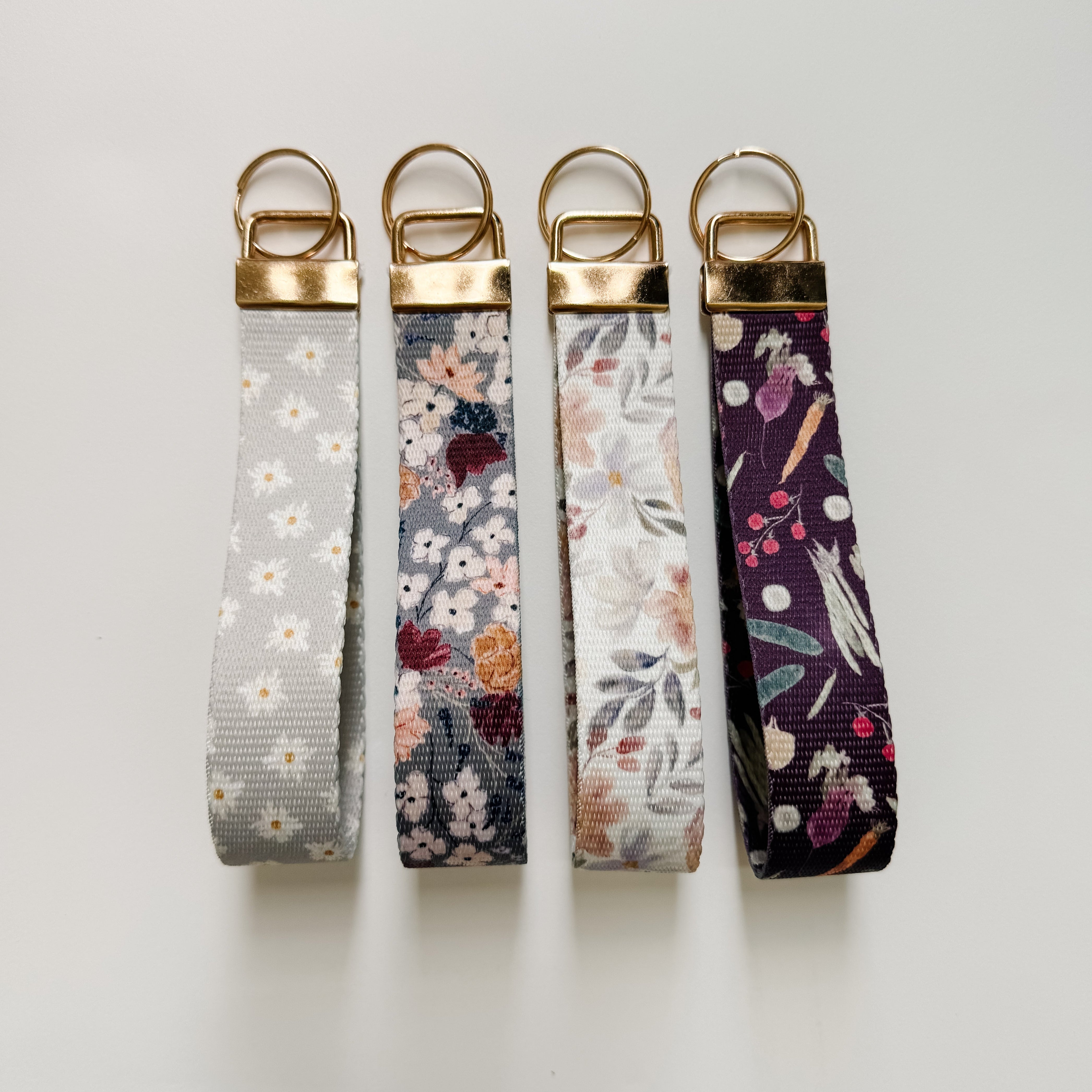 Wristlet Keychain Artist Made Watercolor "Vegetable Harvest"