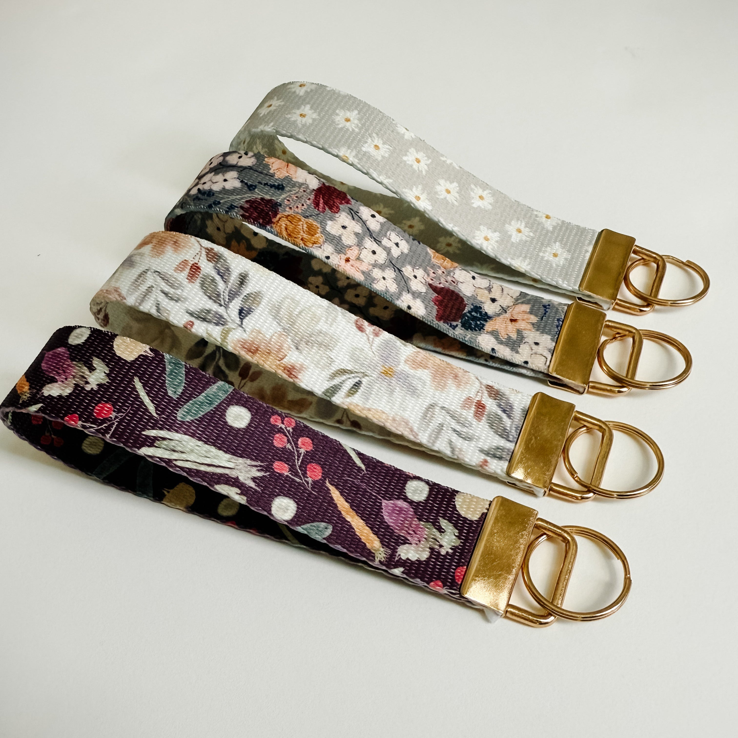 Wristlet Keychain Artist Made Watercolor "Vegetable Harvest"