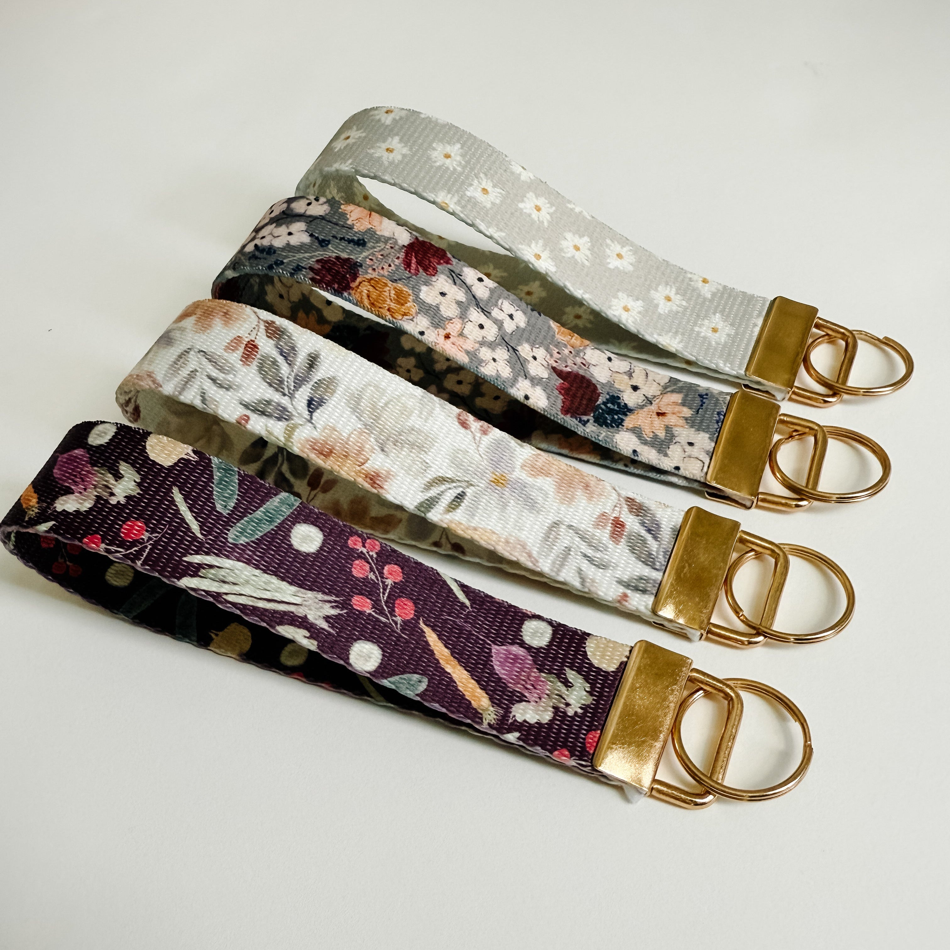Wristlet Keychain Artist Made Watercolor "Vintage Meadow"