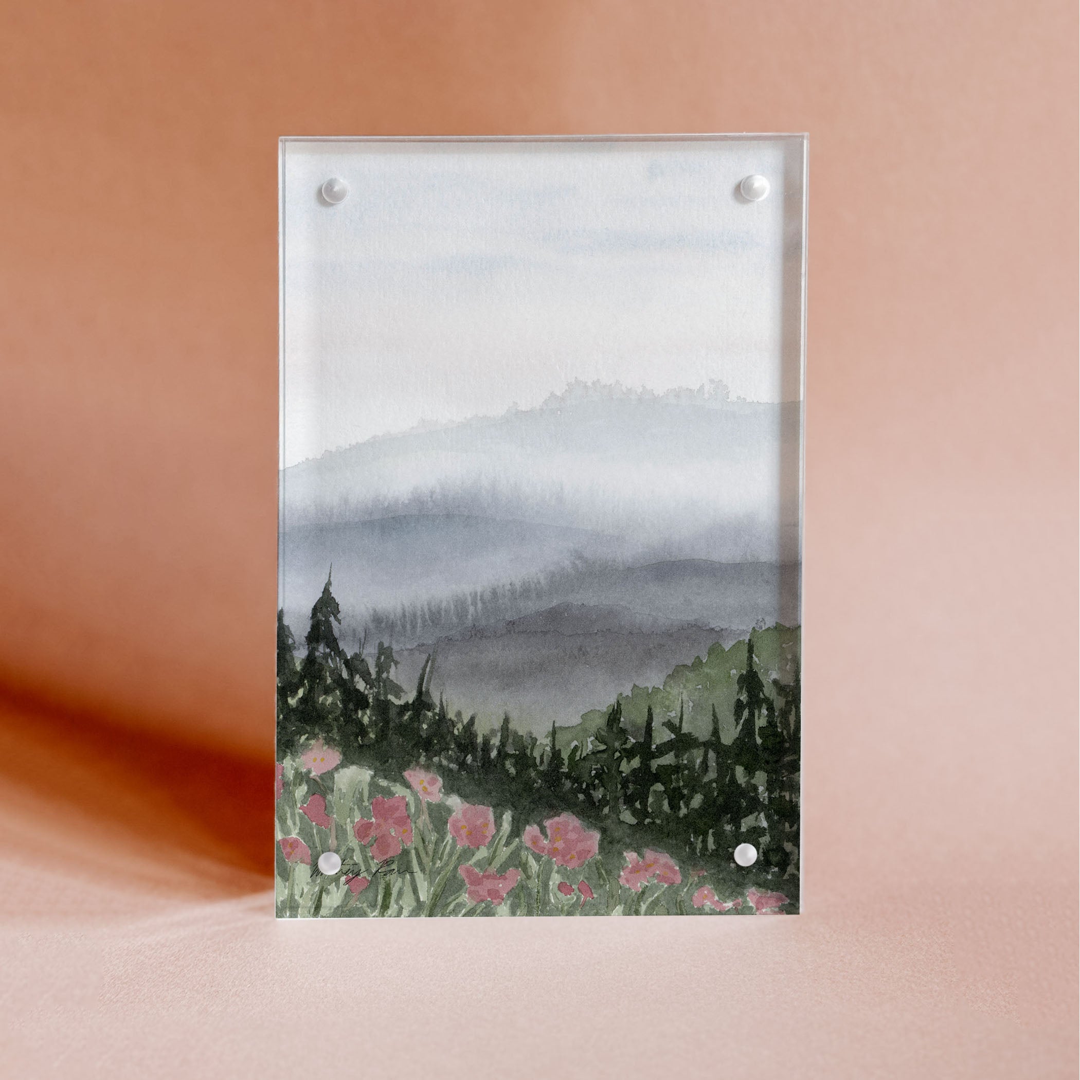 Acrylic Block Framed "Blue Ridge Mountains"