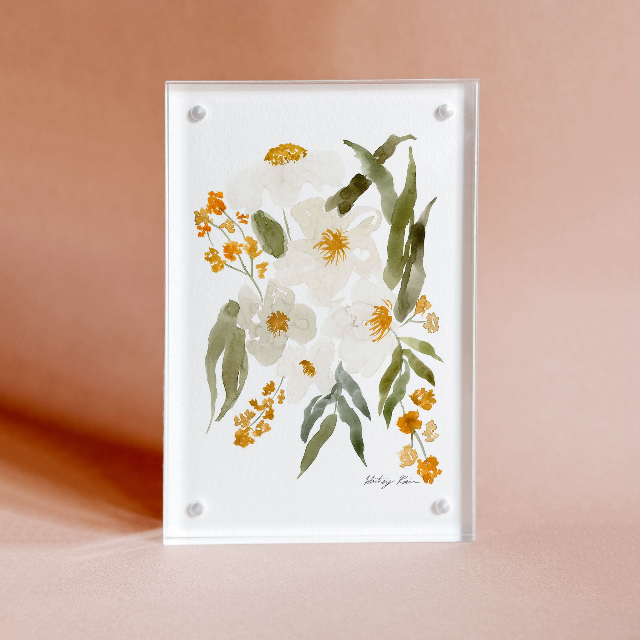 Acrylic Block Framed "Burst of Orange"