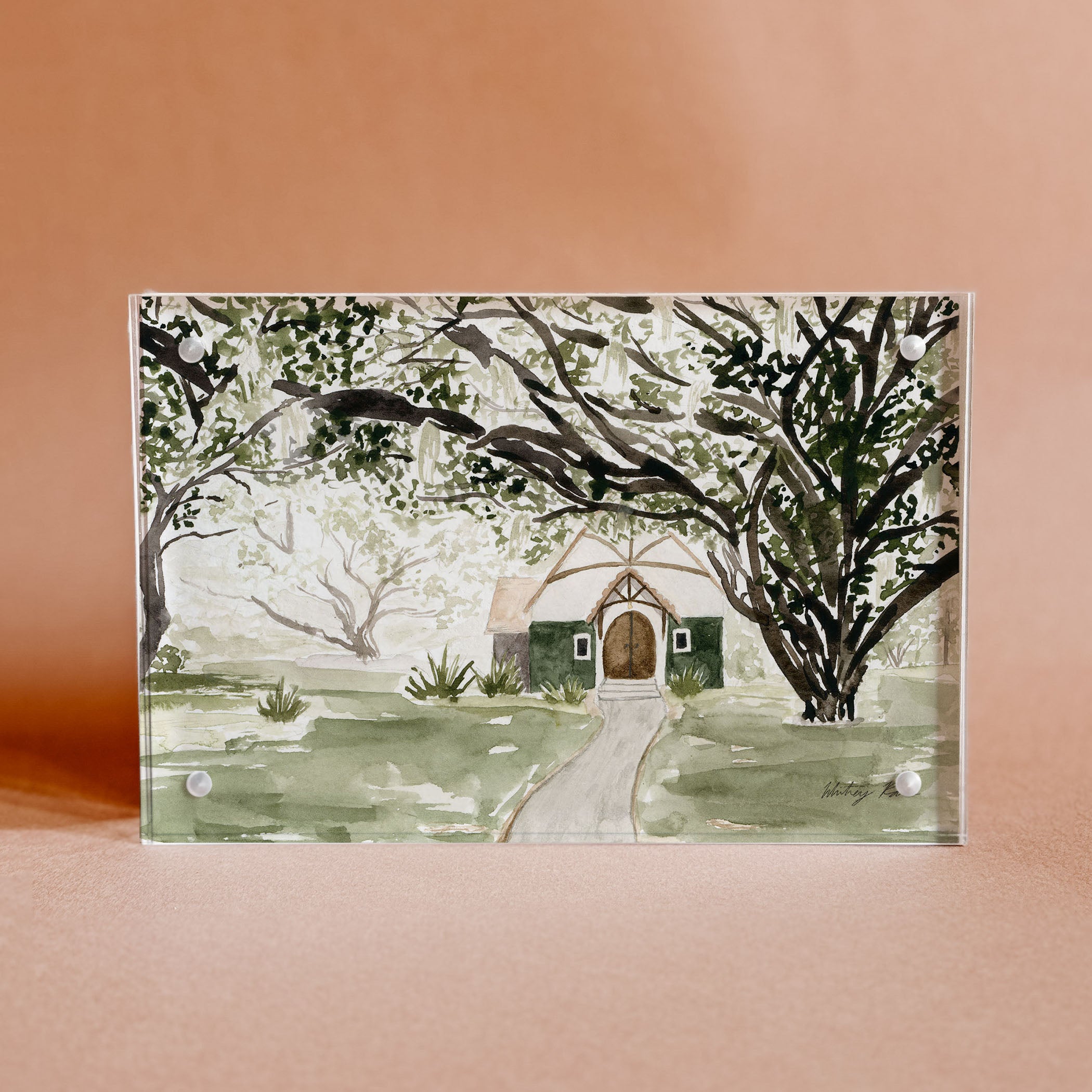 Acrylic Block Framed "In the Oak Trees"