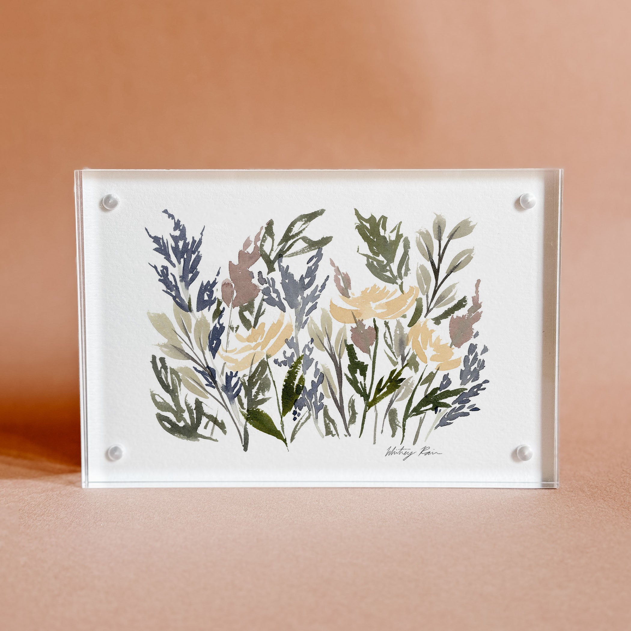 Acrylic Block Framed "Little Field of Flowers"