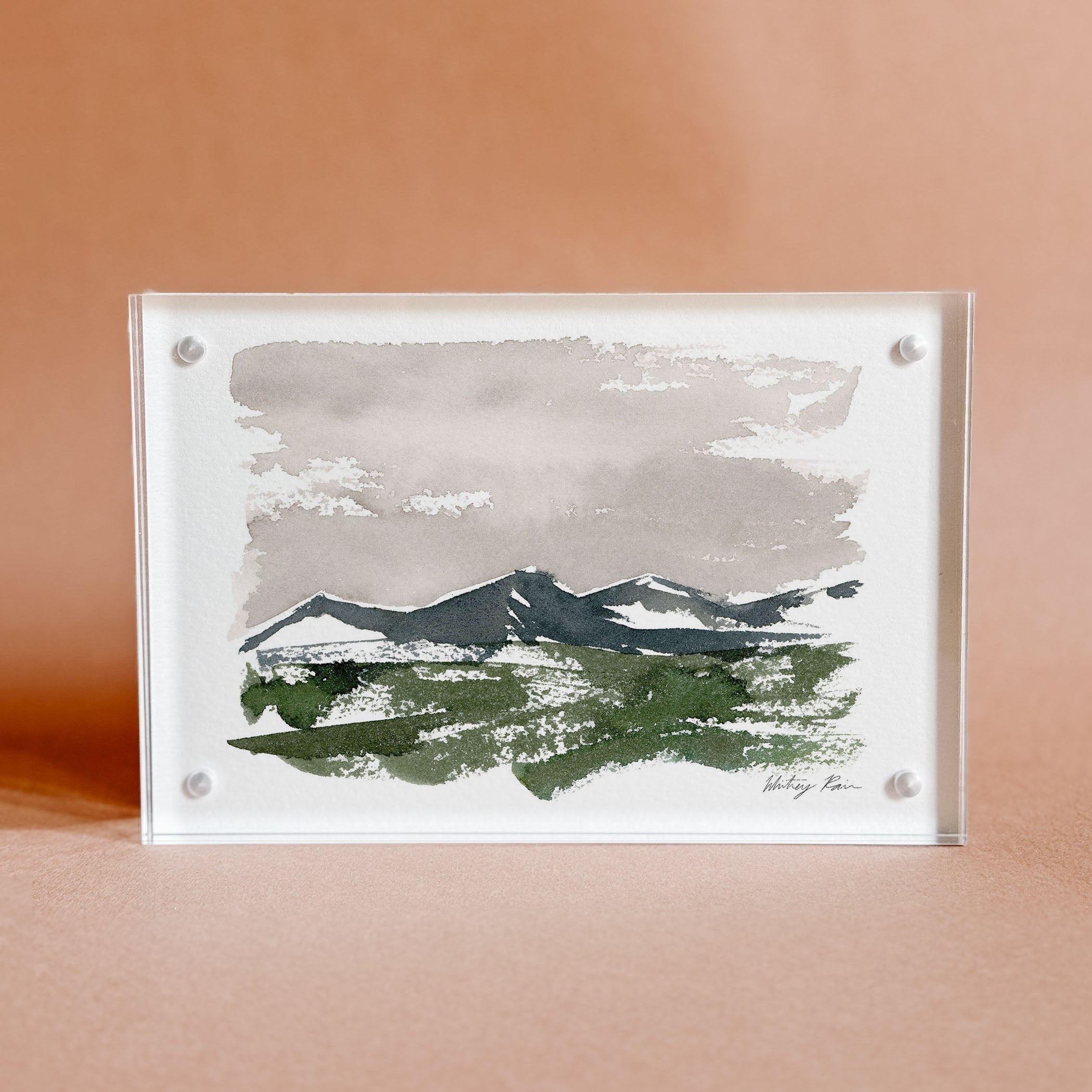 Acrylic Block Framed "Rocky Mountains"