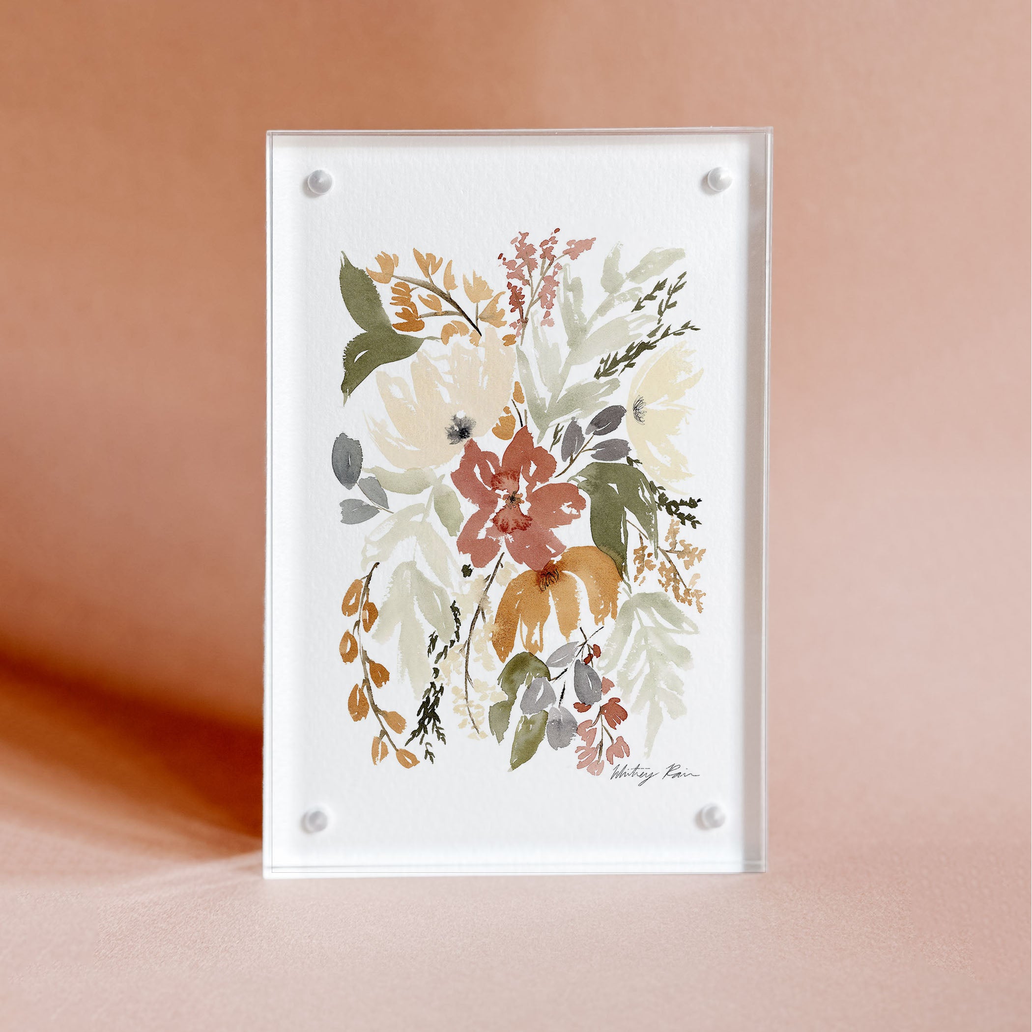 Acrylic Block Framed "Winter Floral"