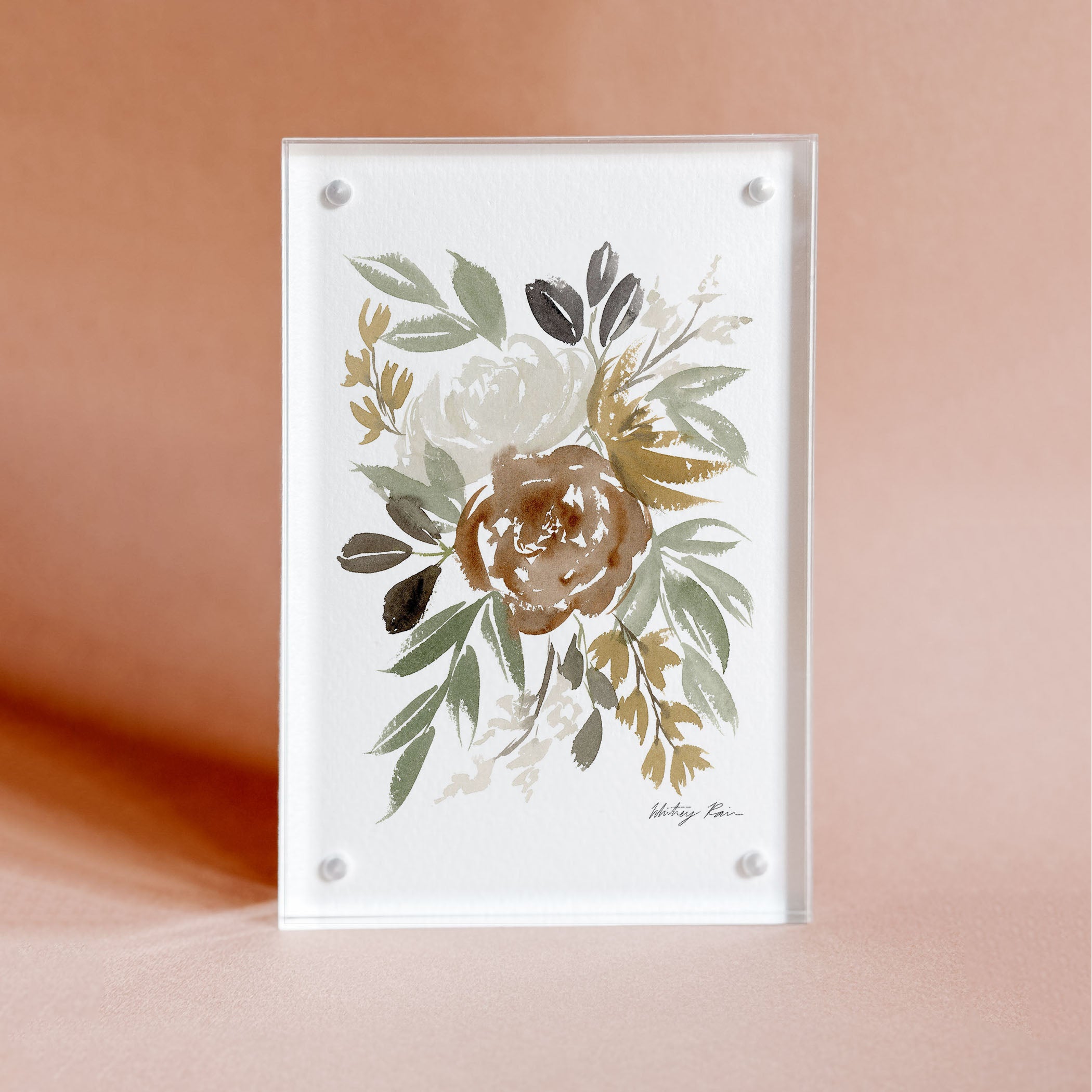 Acrylic Block Framed "Winter Flowers"