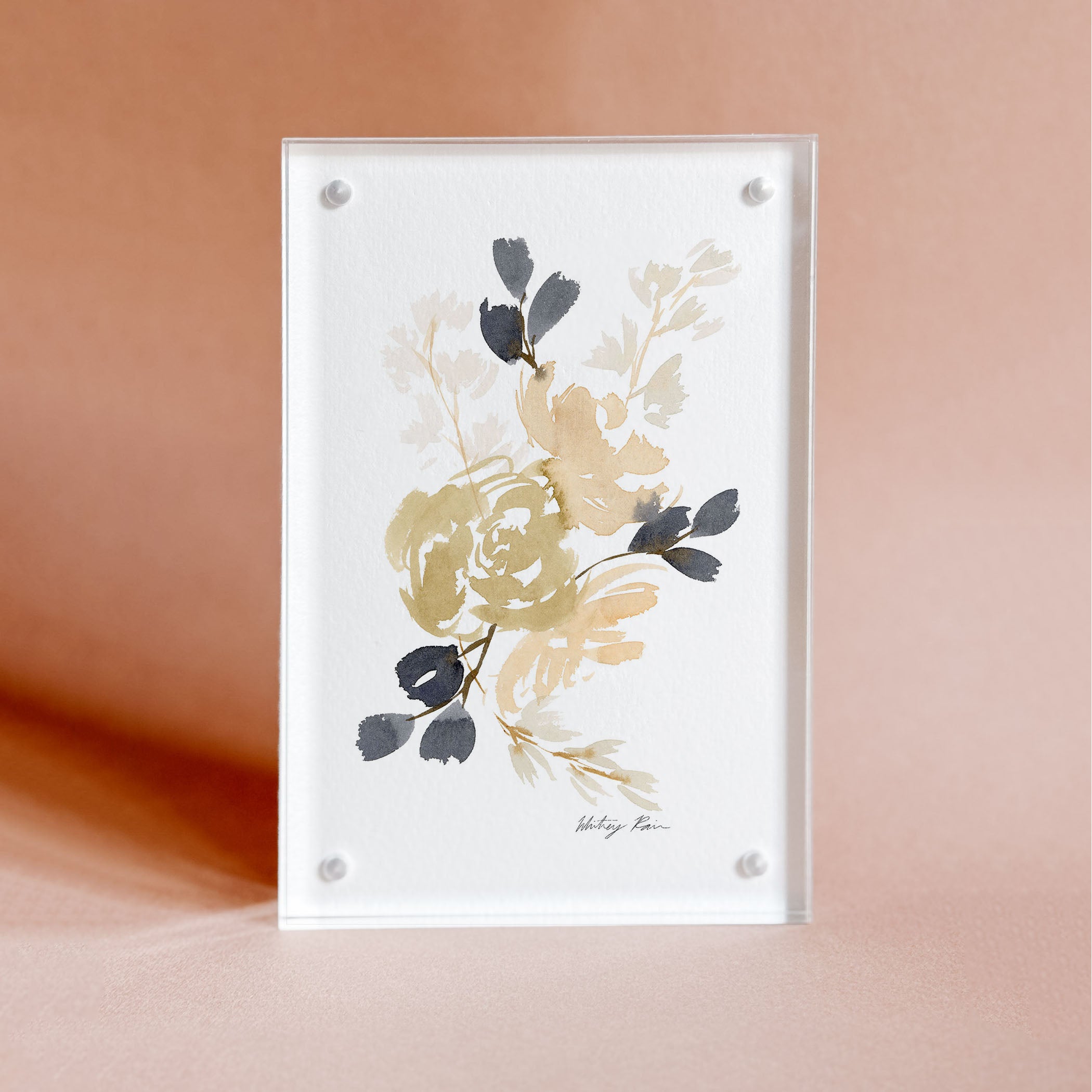 Acrylic Block Framed "Wintry Floral"