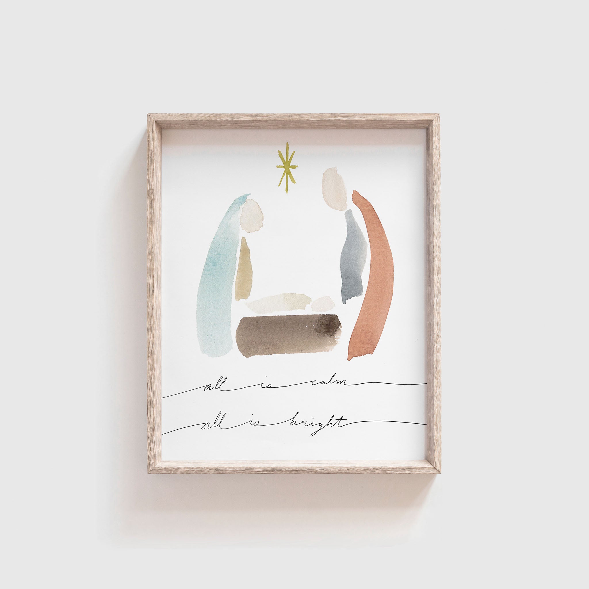 "All is Calm, All is Bright" Nativity Watercolor Print