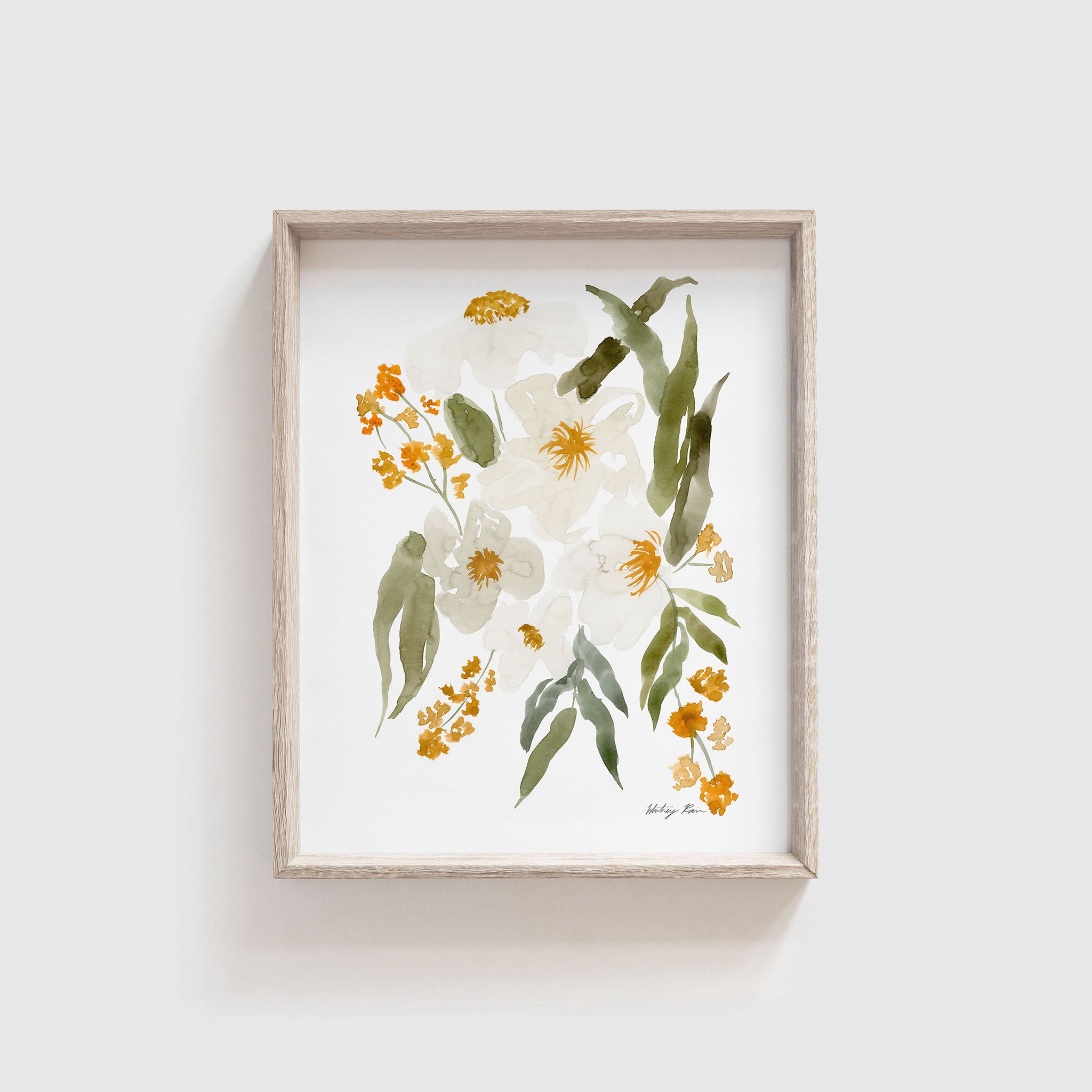 "Burst of Orange" Gouache Print, Artist Made