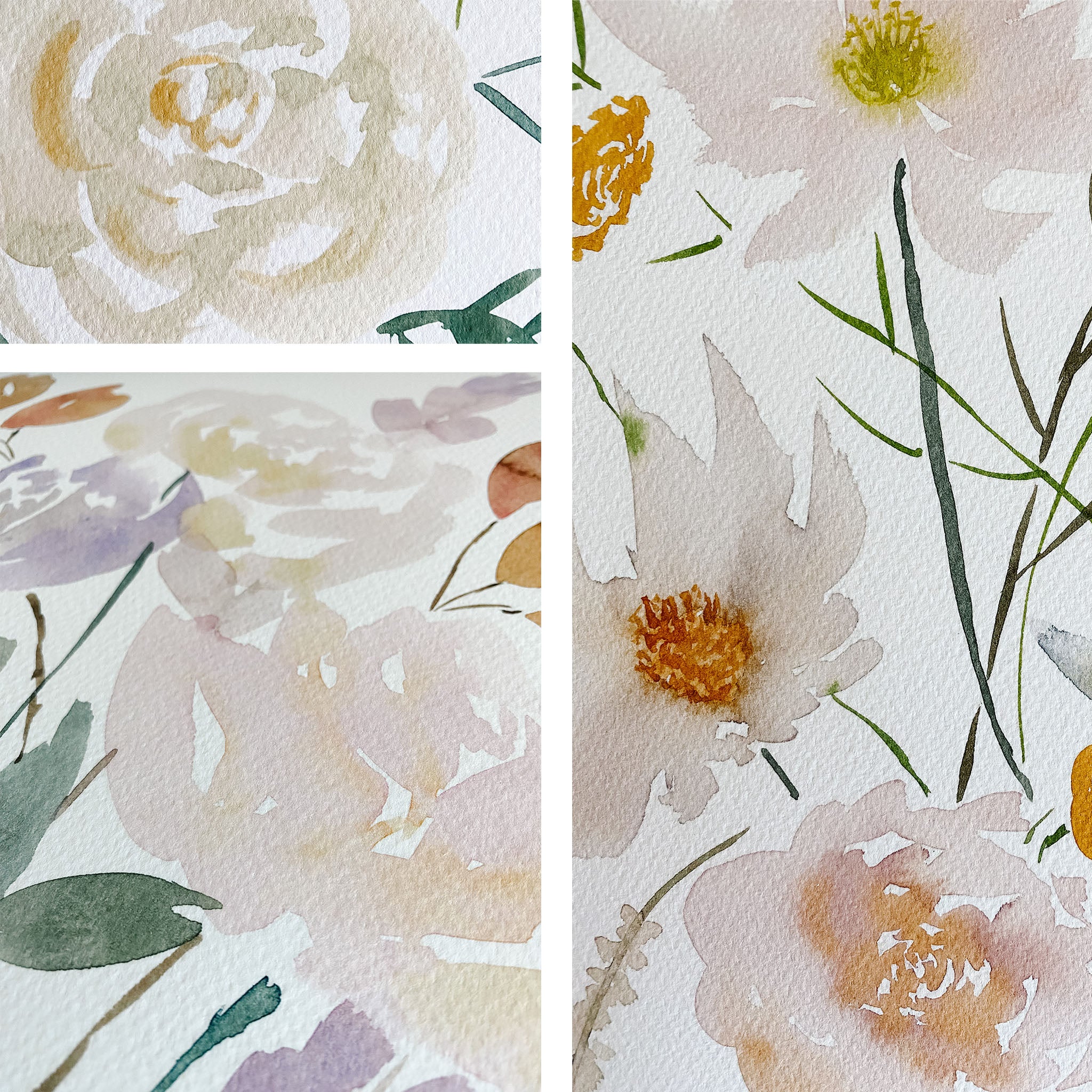 A Trio of Watercolor Wildflower Prints, Artist-Made to Whisper Calm