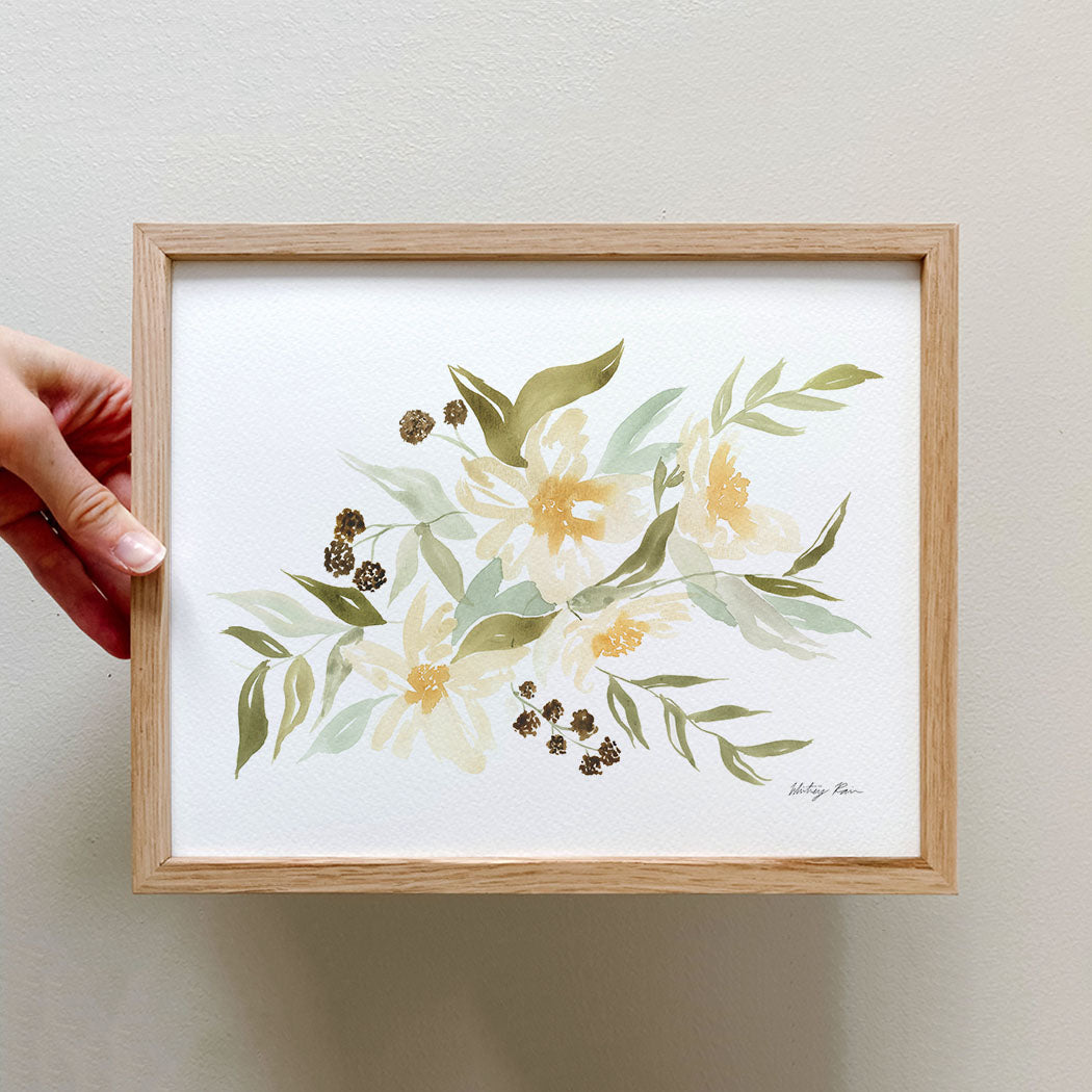 "Flowers And Leaves" Watercolor Print
