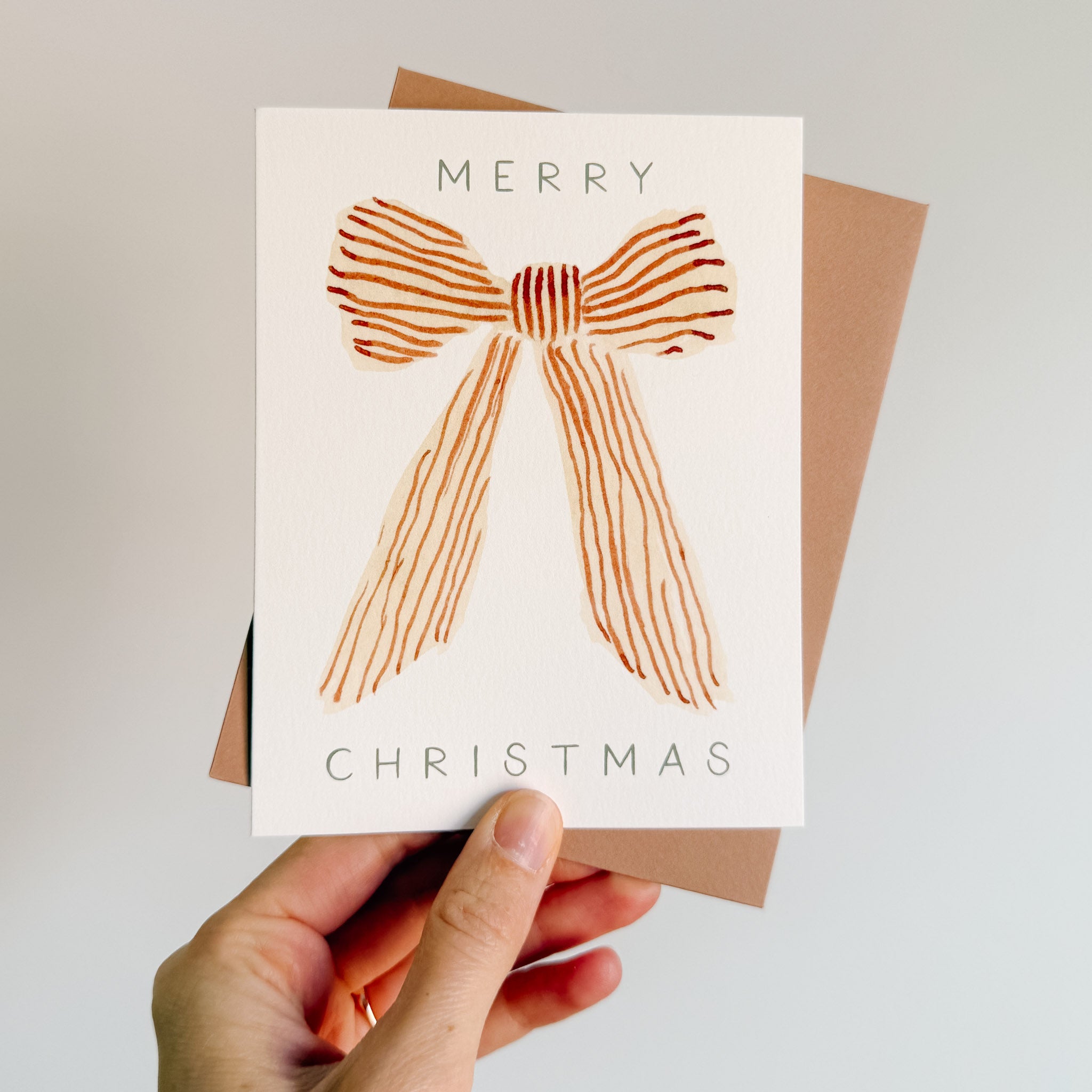 "Merry Christmas" Watercolor Bow Holiday Card