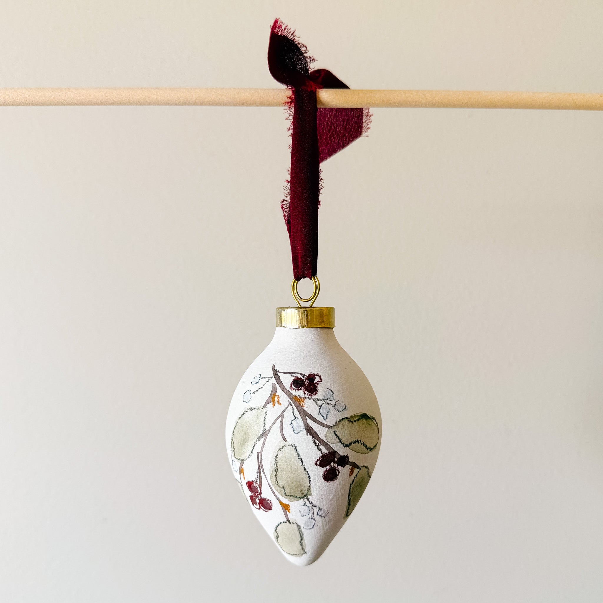 "Classic Mistletoe" Hand Painted Ornament