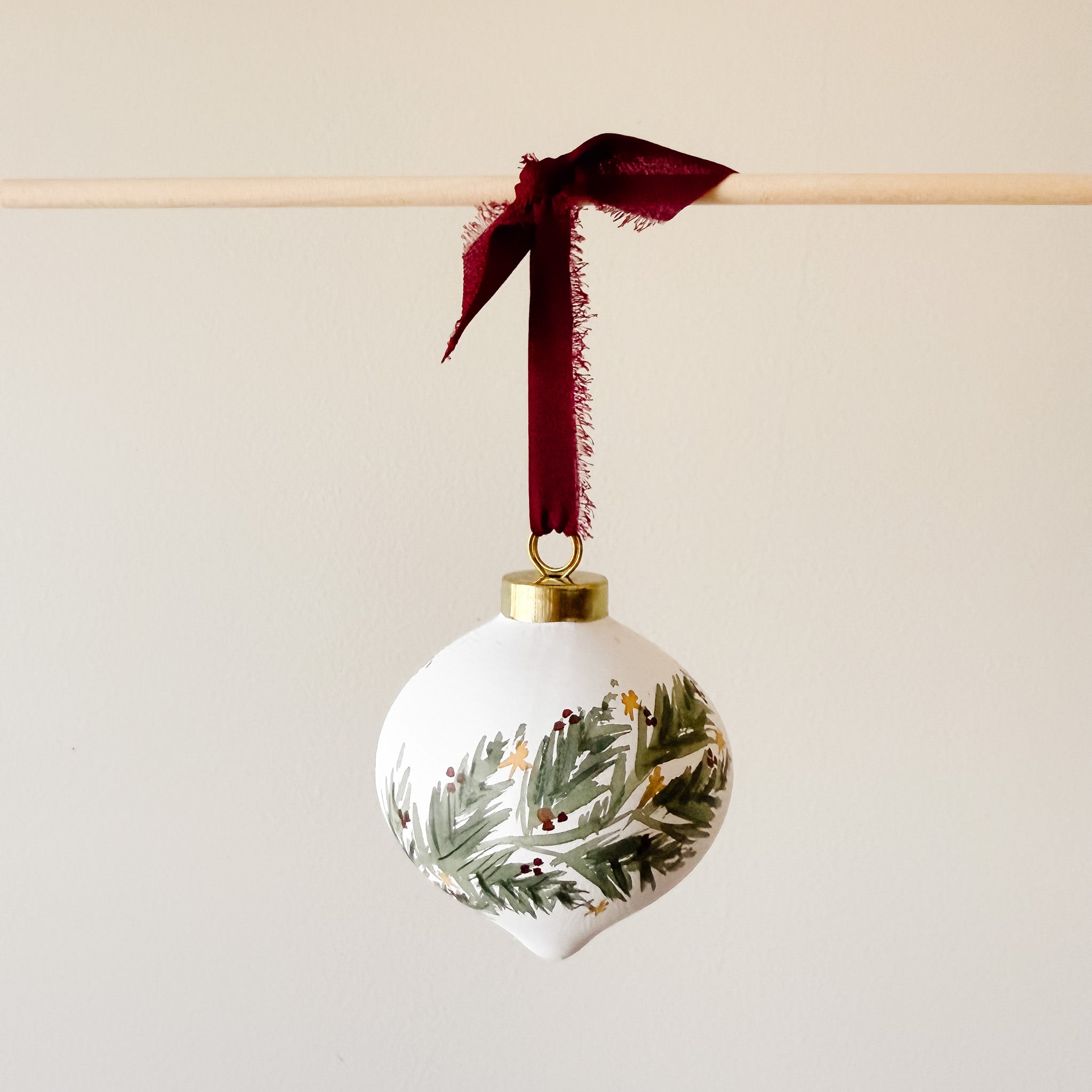 "Winter Holly" Hand Painted Ornament