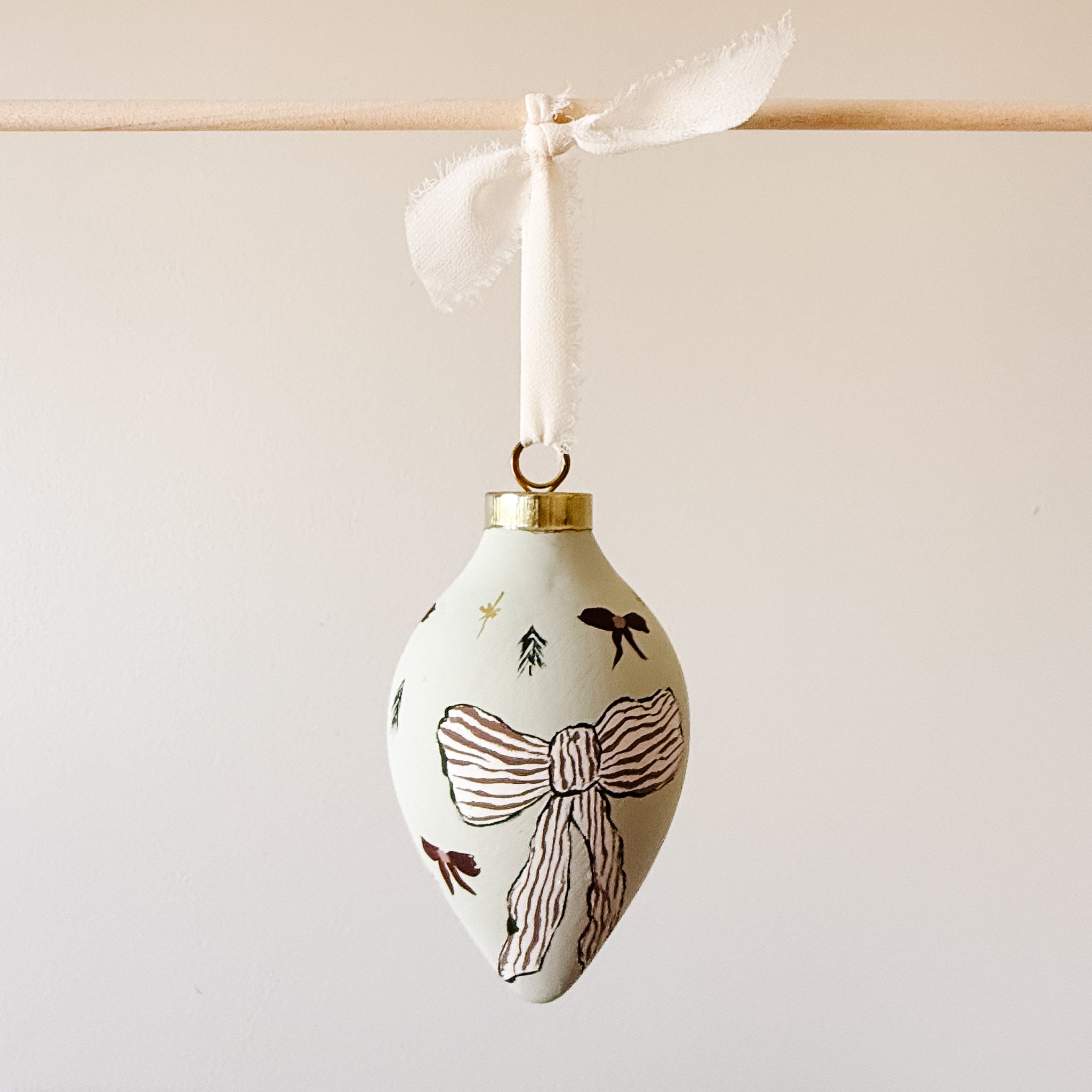 "Holiday Bow" Hand Painted Ornament