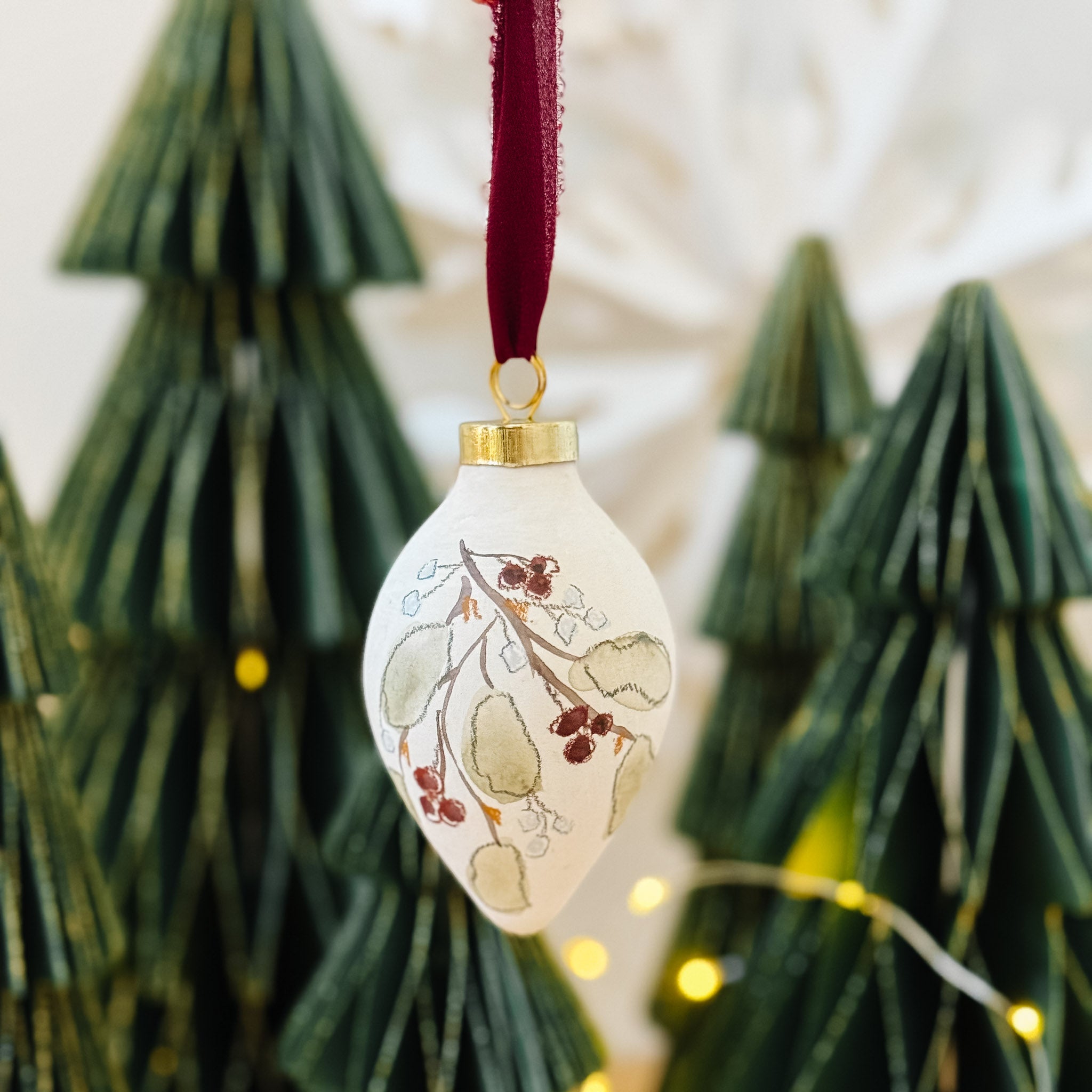 "Classic Mistletoe" Hand Painted Ornament