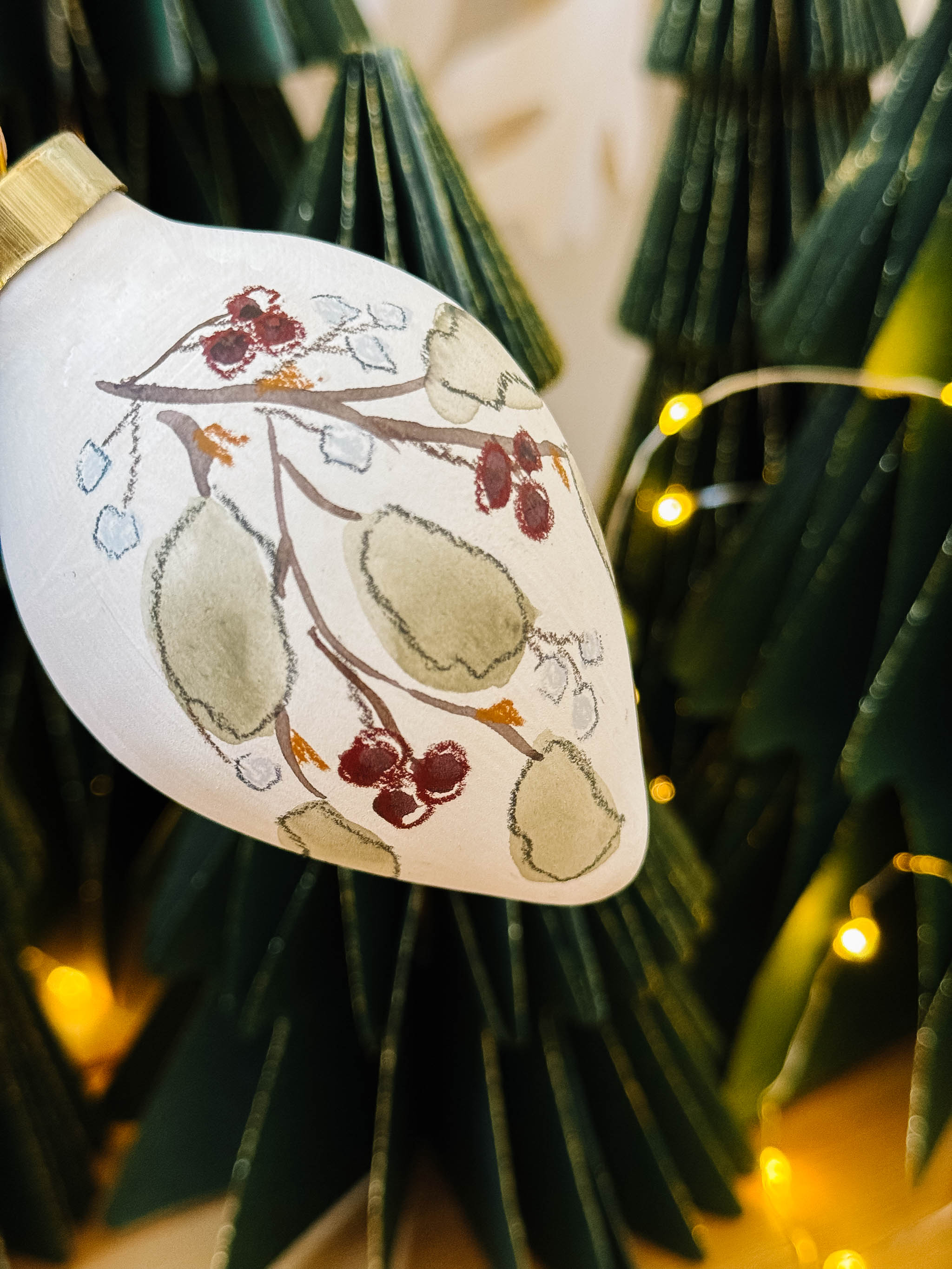 "Classic Mistletoe" Hand Painted Ornament