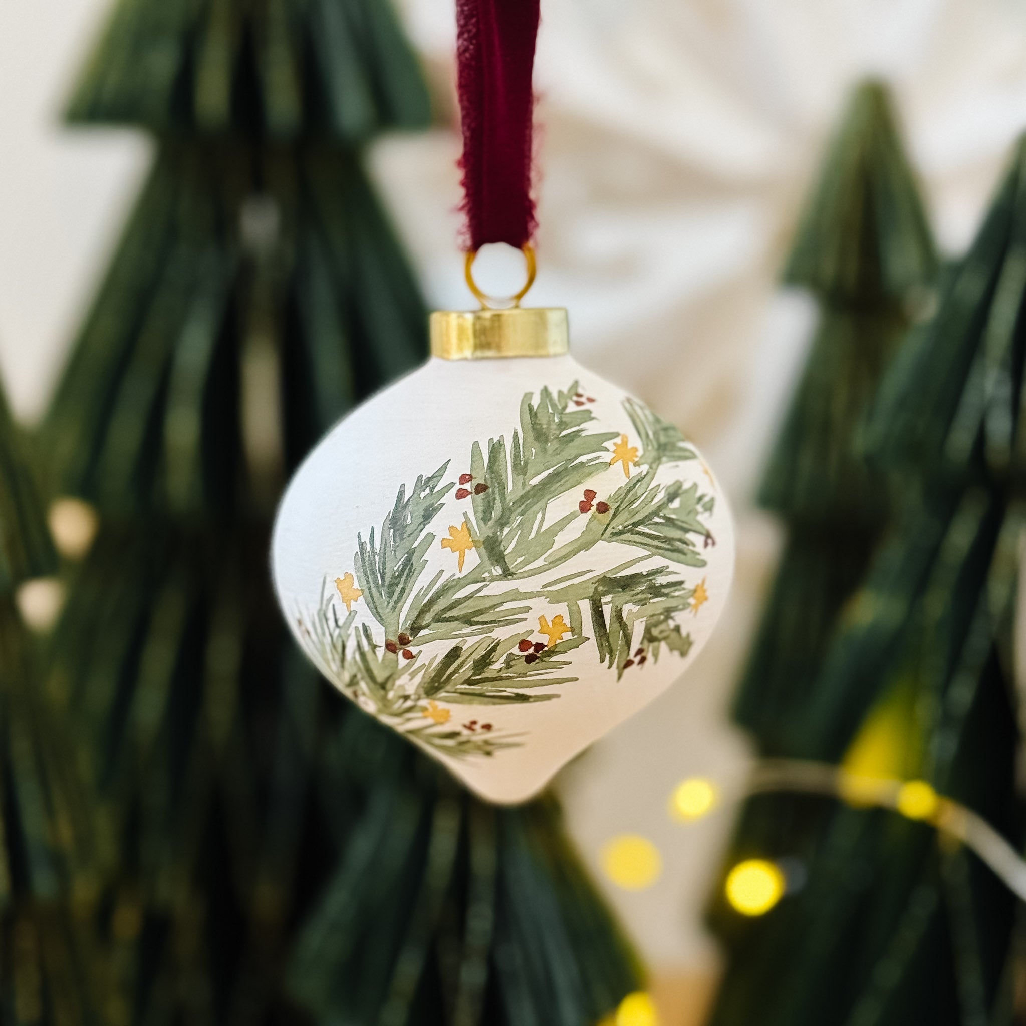 "Winter Holly" Hand Painted Ornament