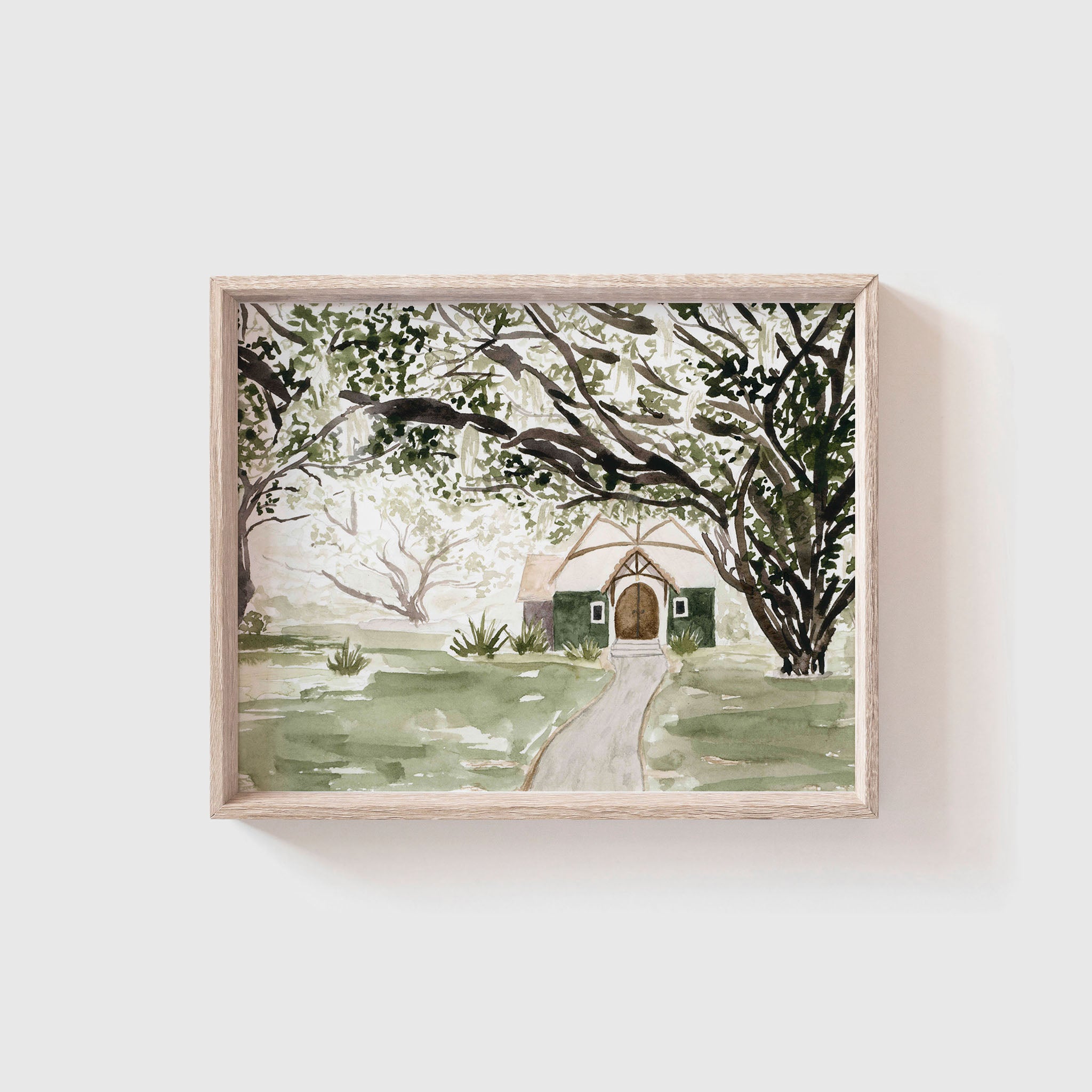 "In the Oak Trees" Watercolor Print