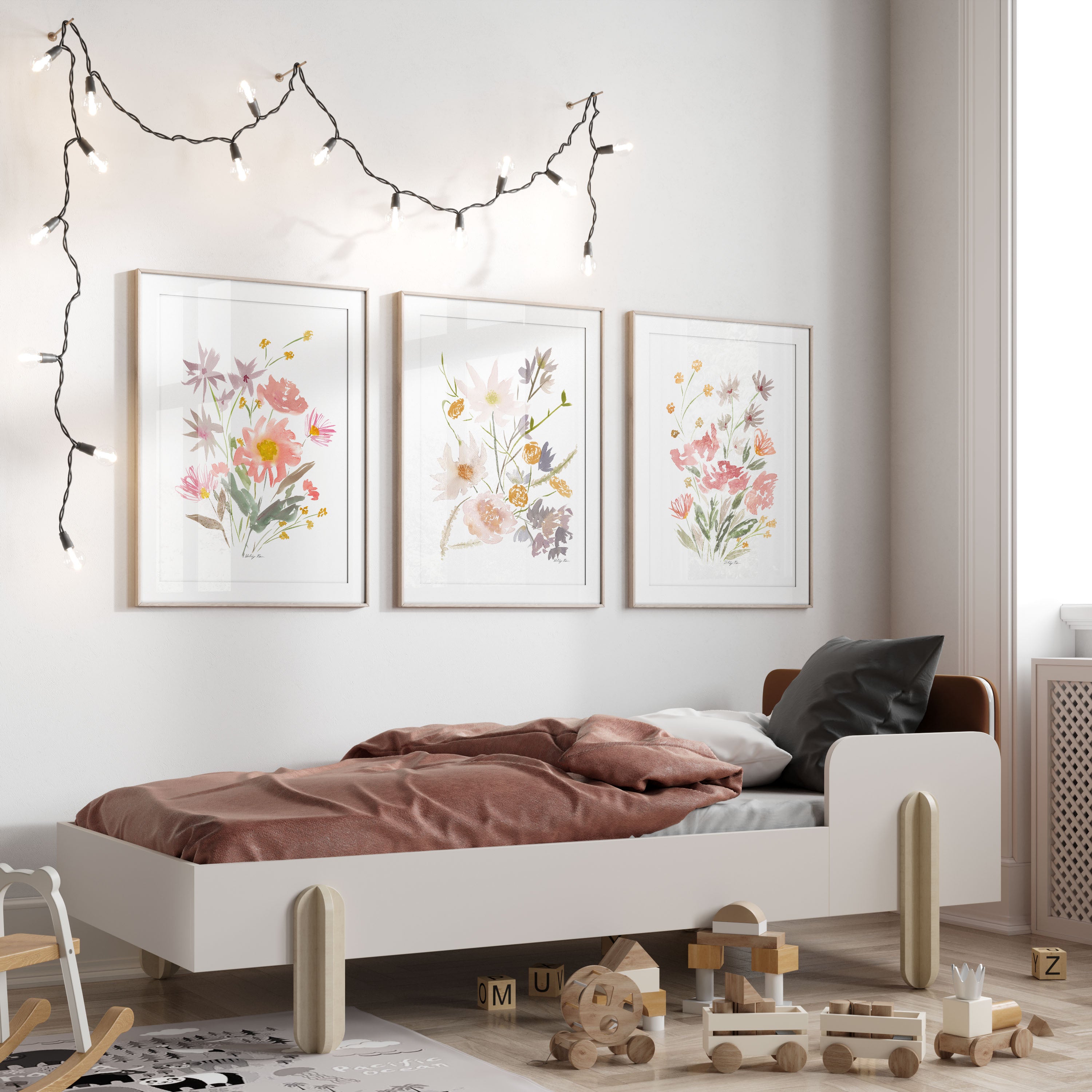 Set of 3 Pink Flower Prints