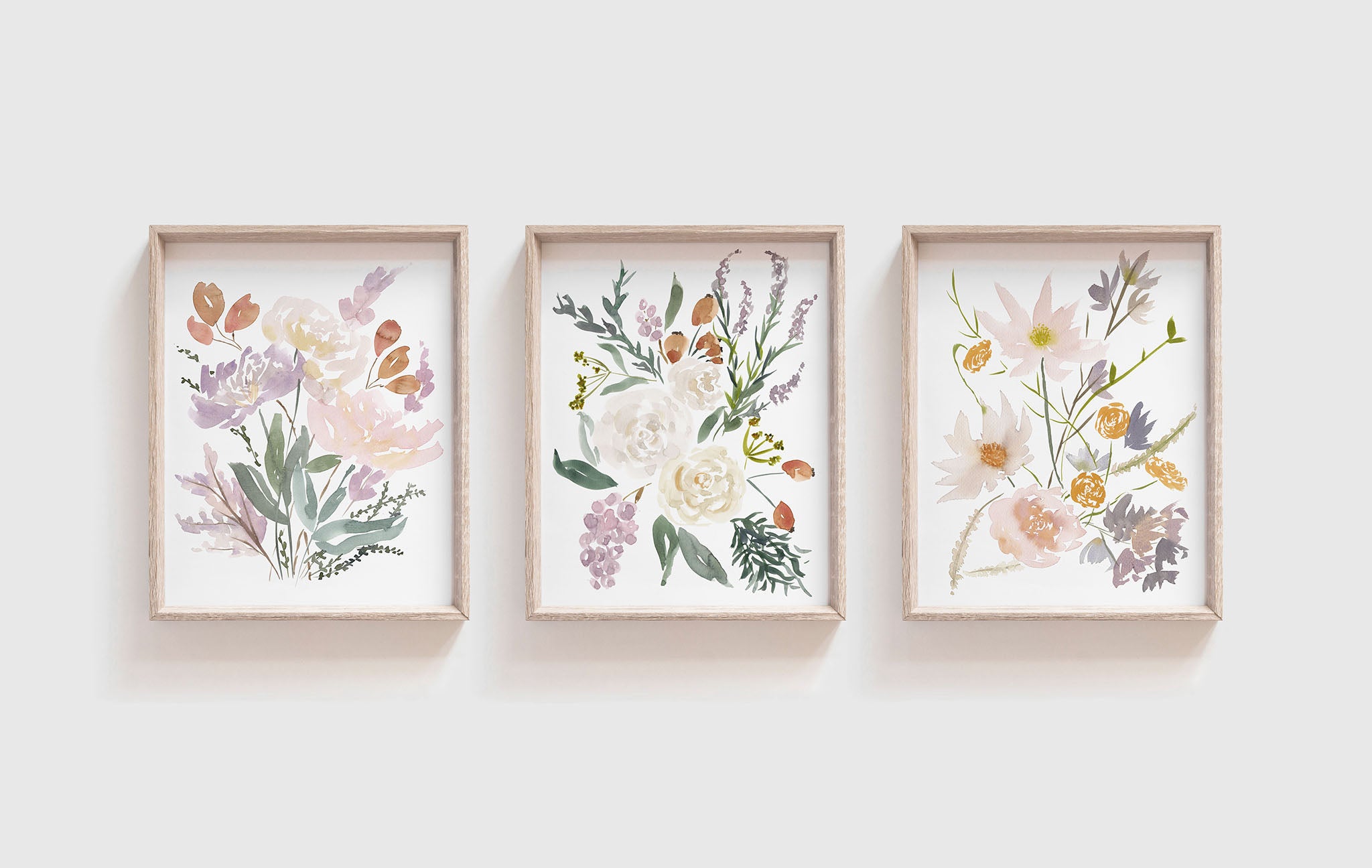 A Trio of Watercolor Wildflower Prints, Artist-Made to Whisper Calm