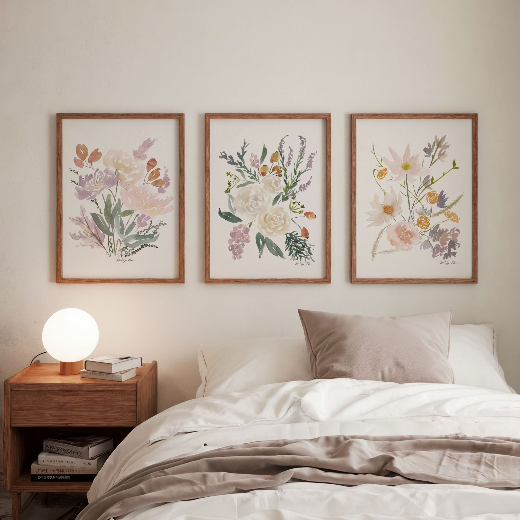 A Trio of Watercolor Wildflower Prints, Artist-Made to Whisper Calm