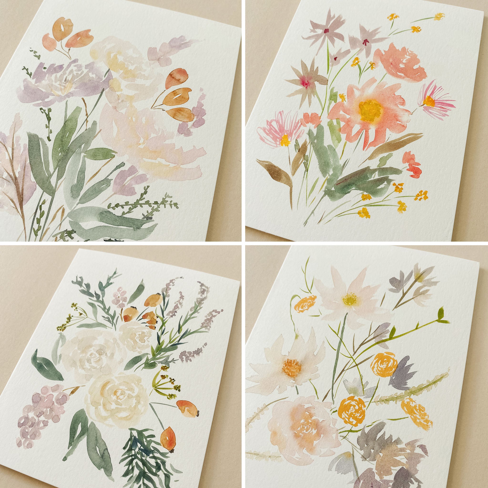 Variety Set of Six Floral Notecards