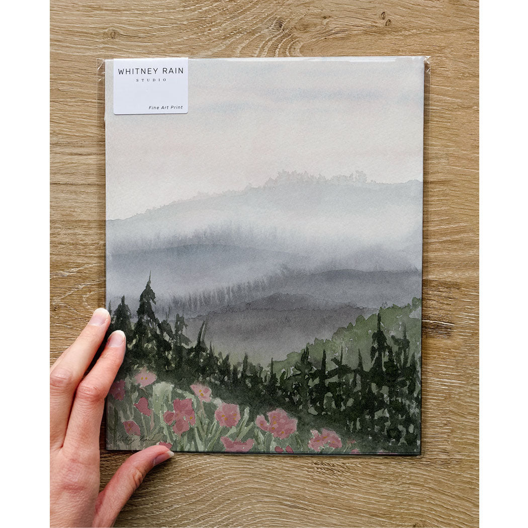 "Blue Ridge Mountains" Watercolor Print, Artist-Made For a Peaceful Retreat