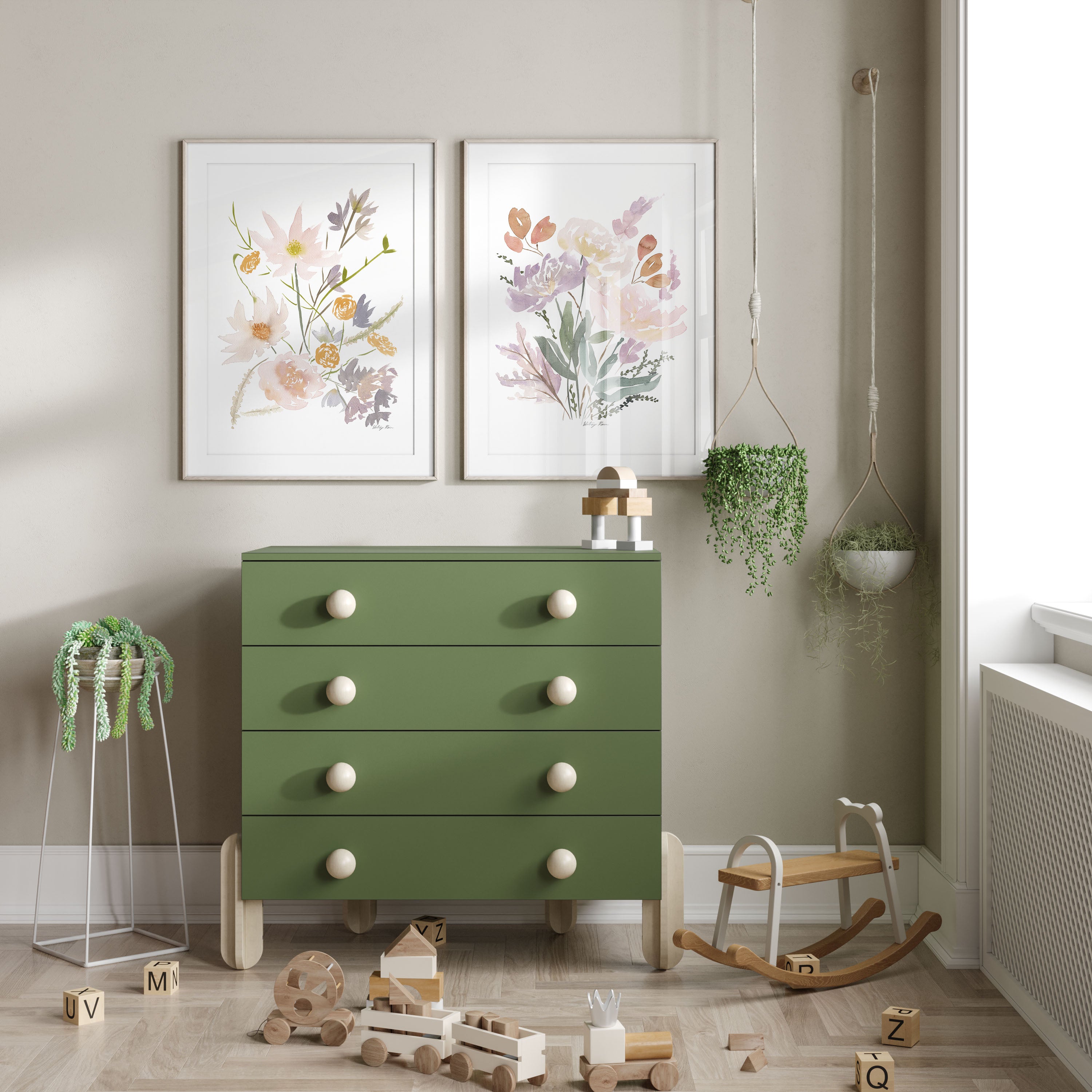 Set of 2 Pastel Wildflower Prints