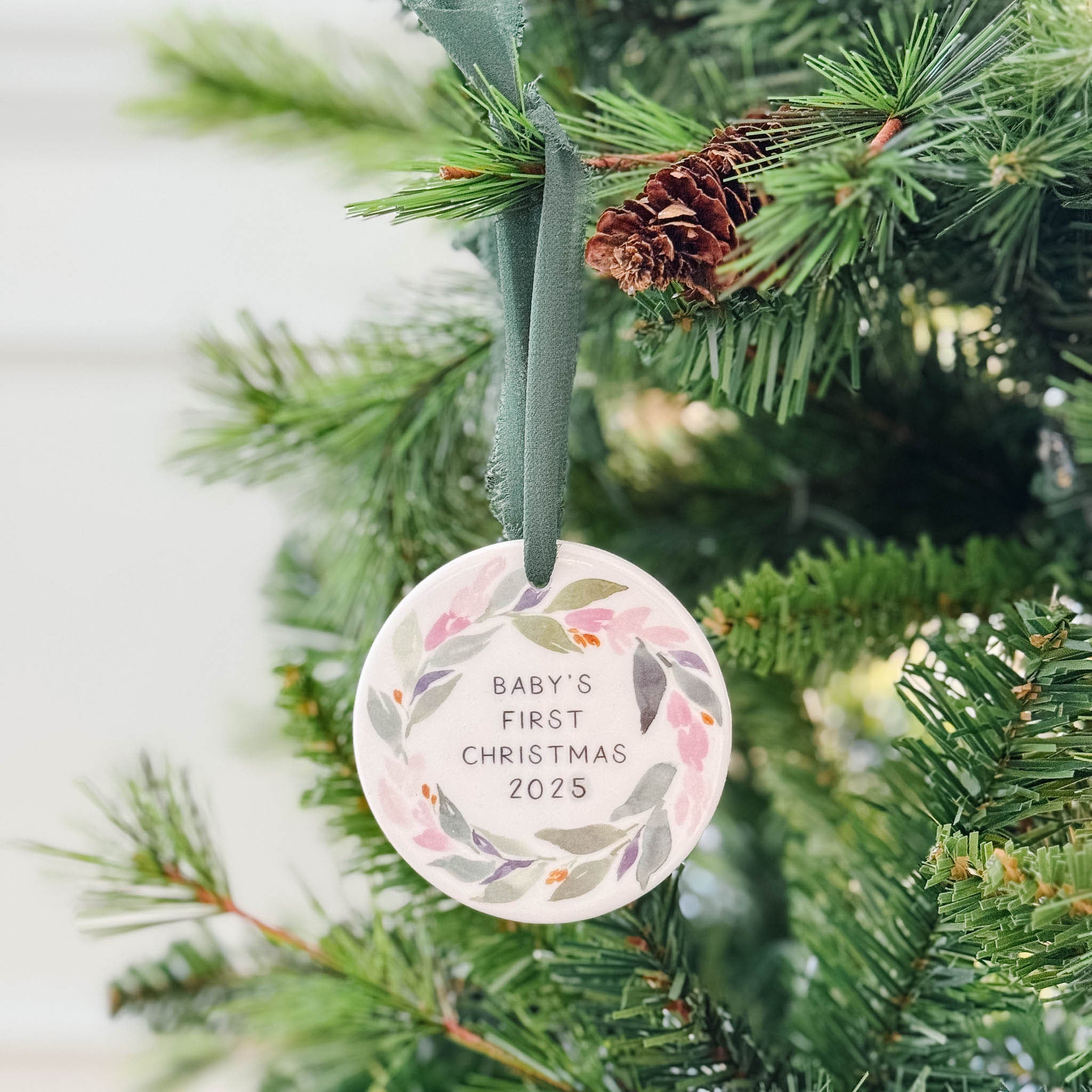 Personalized Baby's First Christmas 2025 Girl Ornament