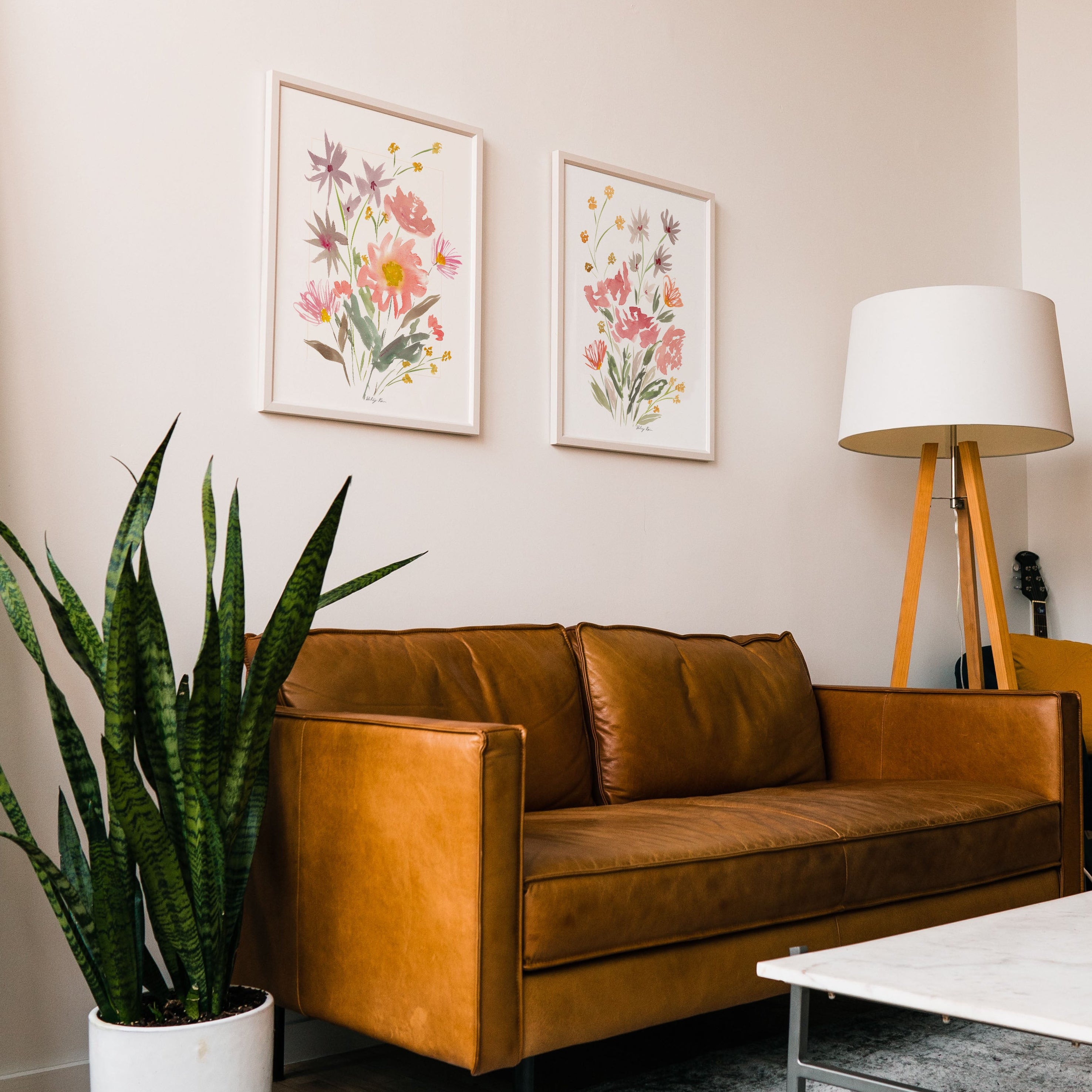 Set of 2 Pink Wildflower Prints