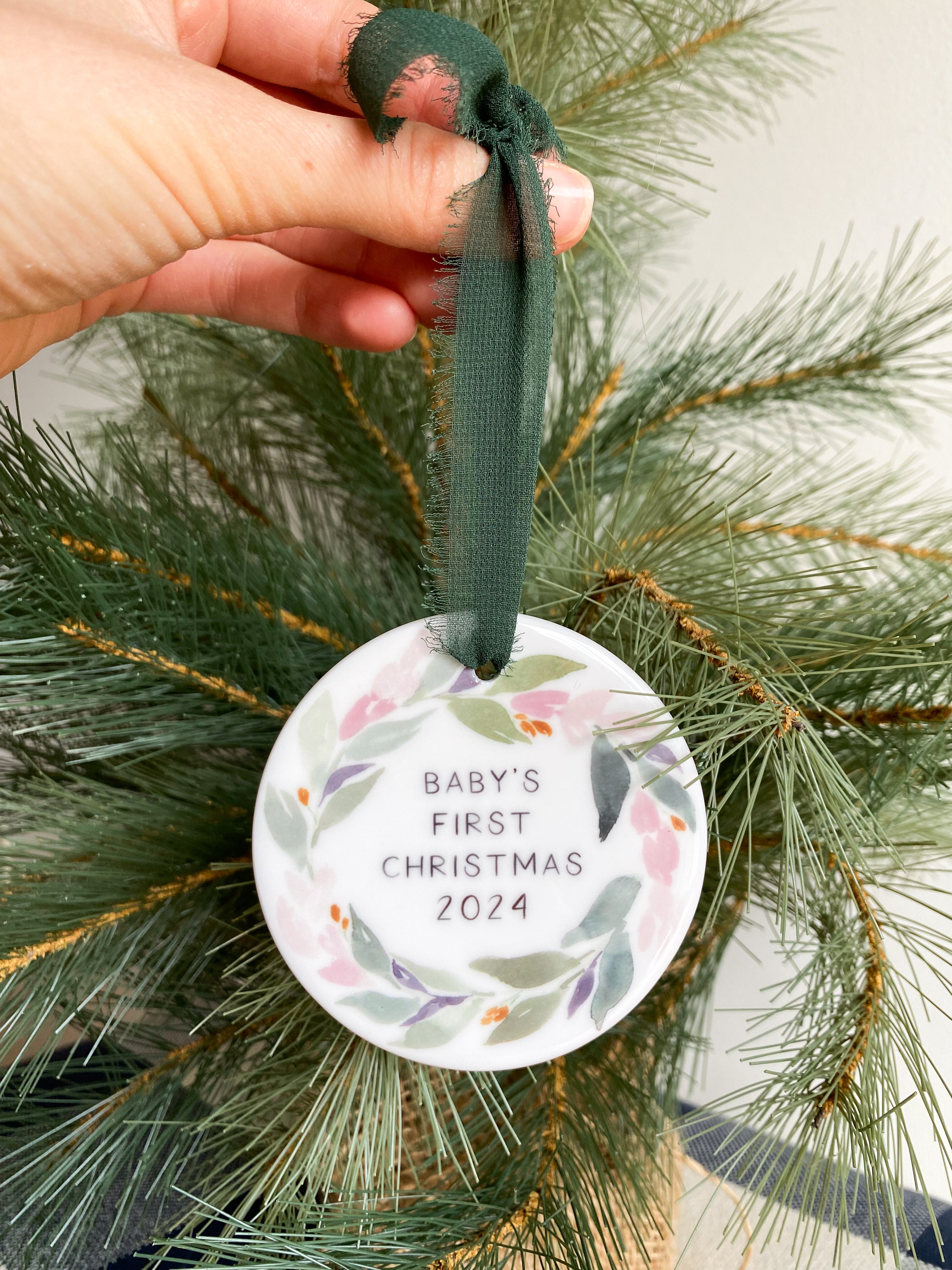 Personalized Baby's First Christmas Girl Ornament