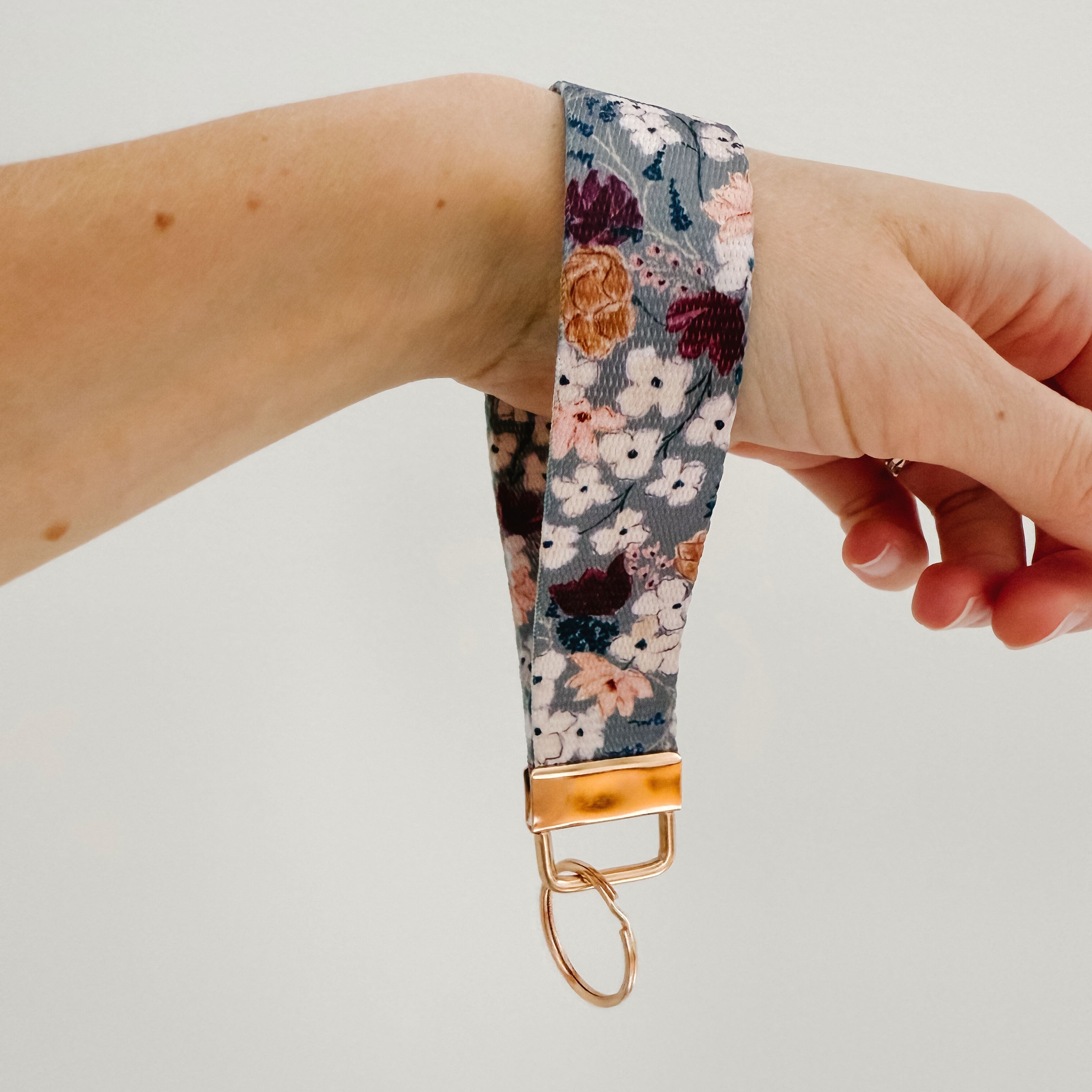 Wristlet Keychain Artist Made Watercolor "Vintage Meadow"