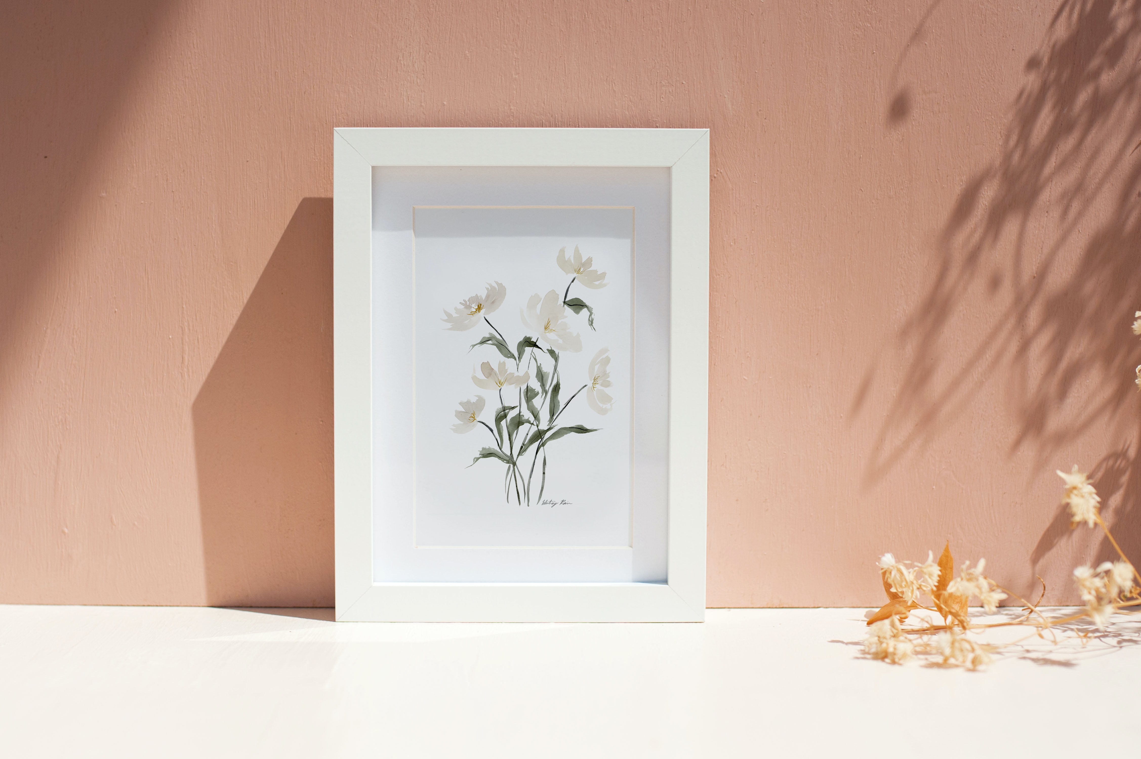 "Neutral Flowers" Watercolor Print