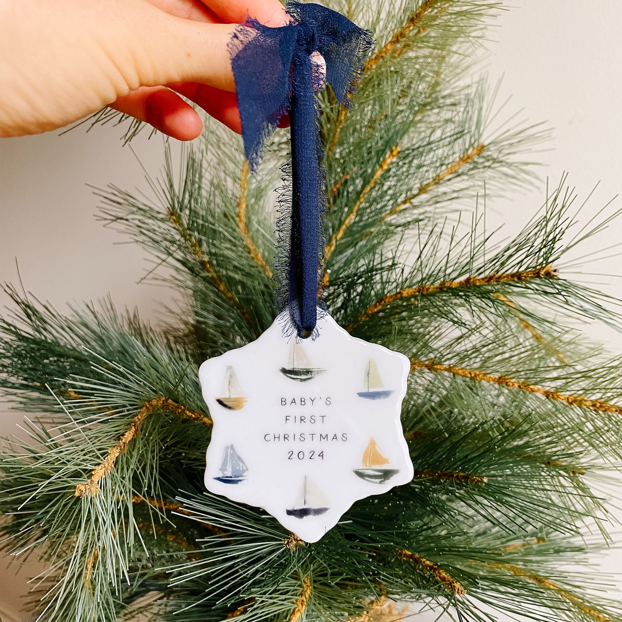 Personalized 2024 Baby's First Christmas Sailboat Ornament