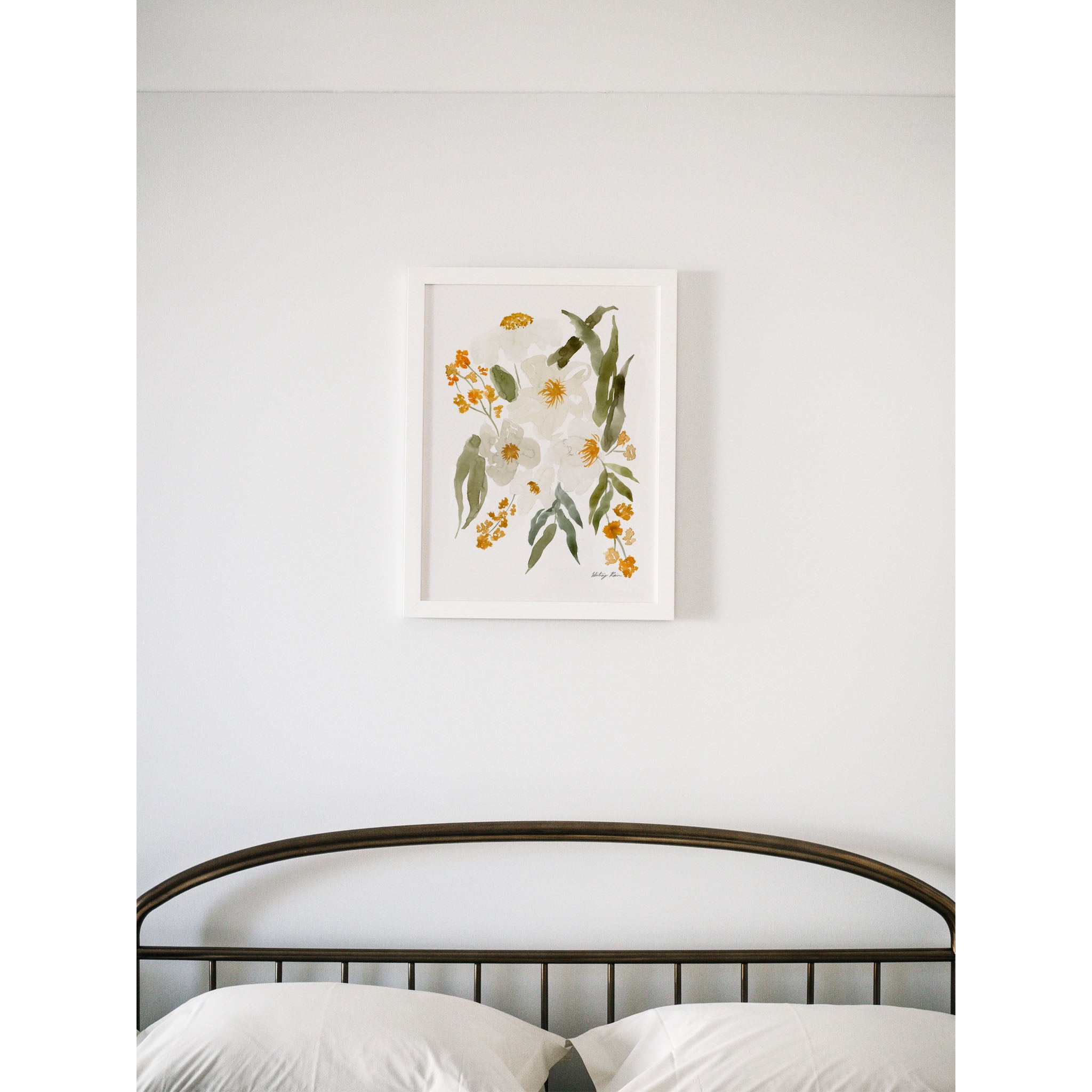 "Burst of Orange" Gouache Print, Artist Made