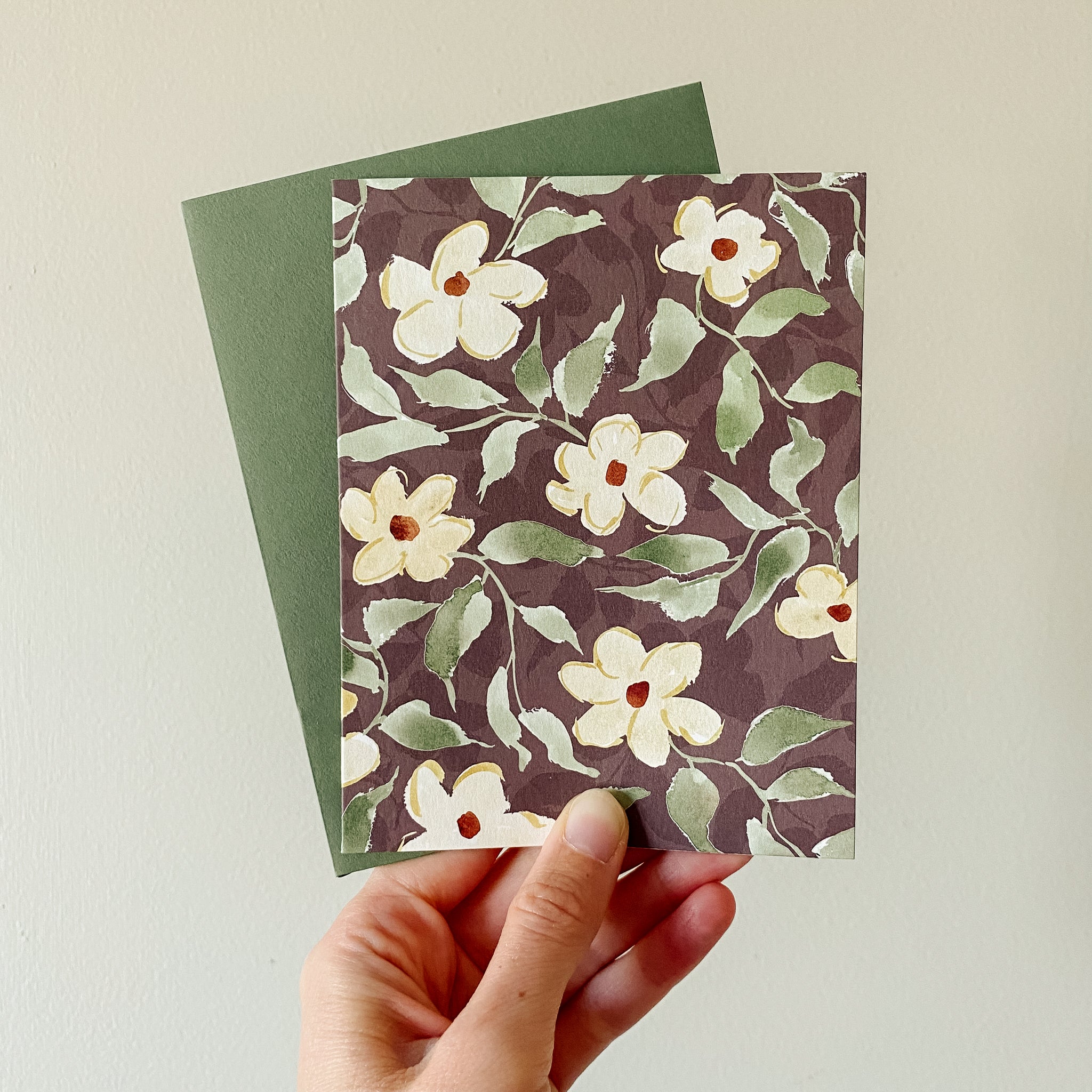 "Plum Floral" Patterned Notecard