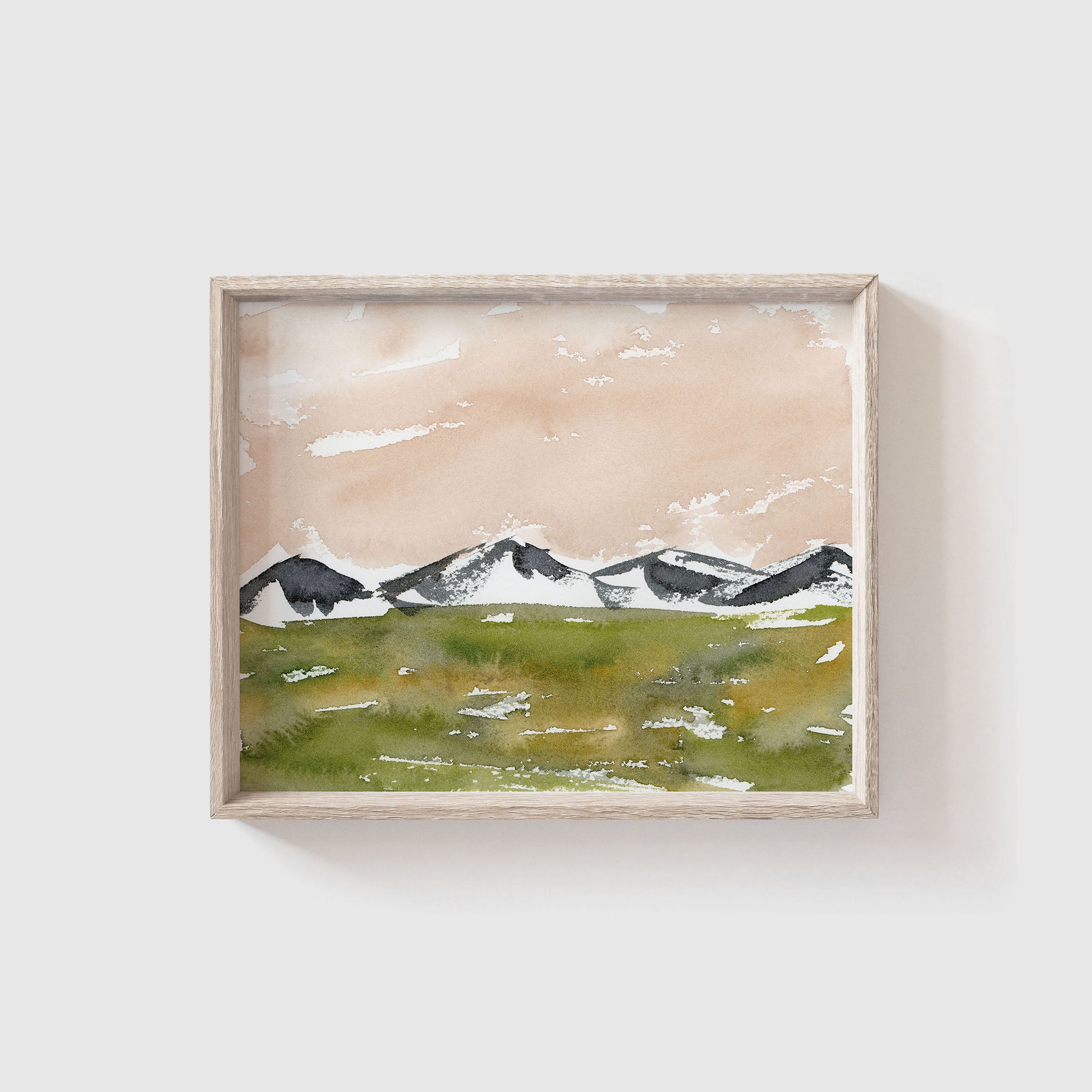 "Fields and Mountains" Watercolor Art Print