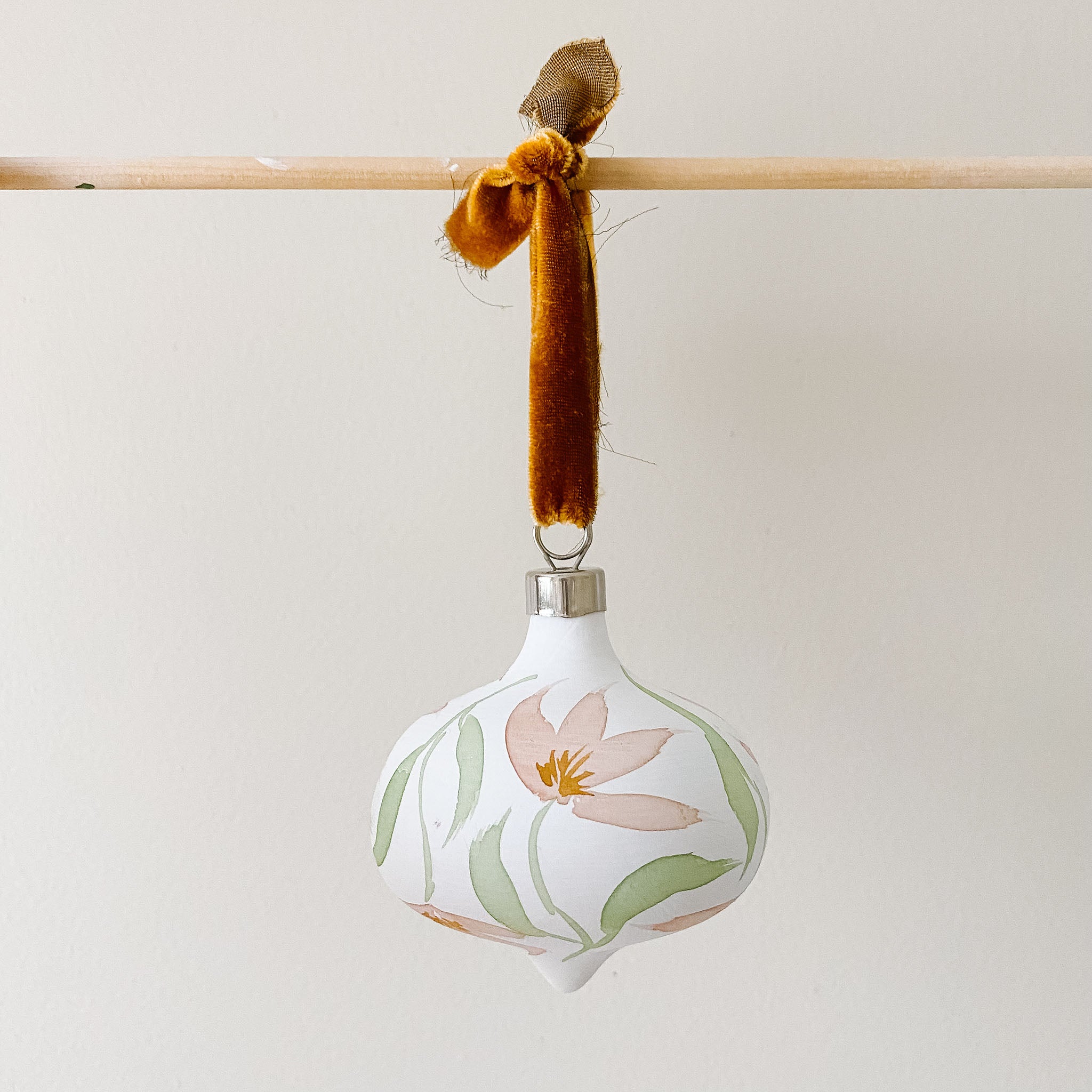 "Fleur in Blush" Hand Painted Ornament