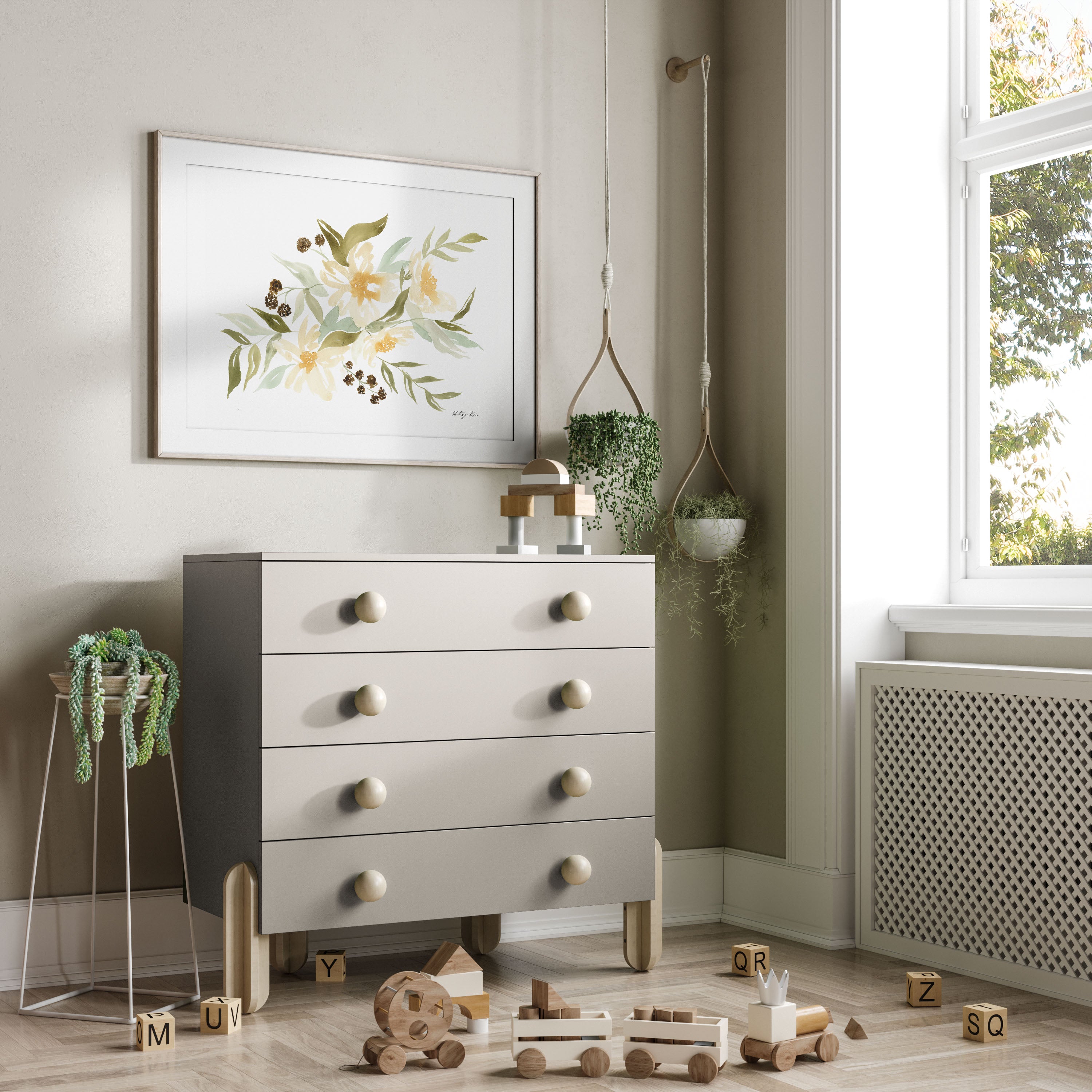 "Flowers And Leaves" Watercolor Print