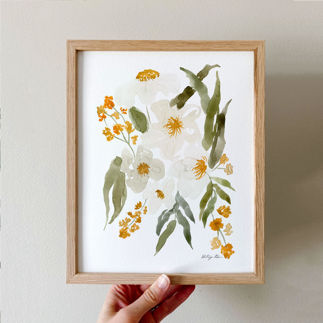 "Burst of Orange" Gouache Print, Artist Made