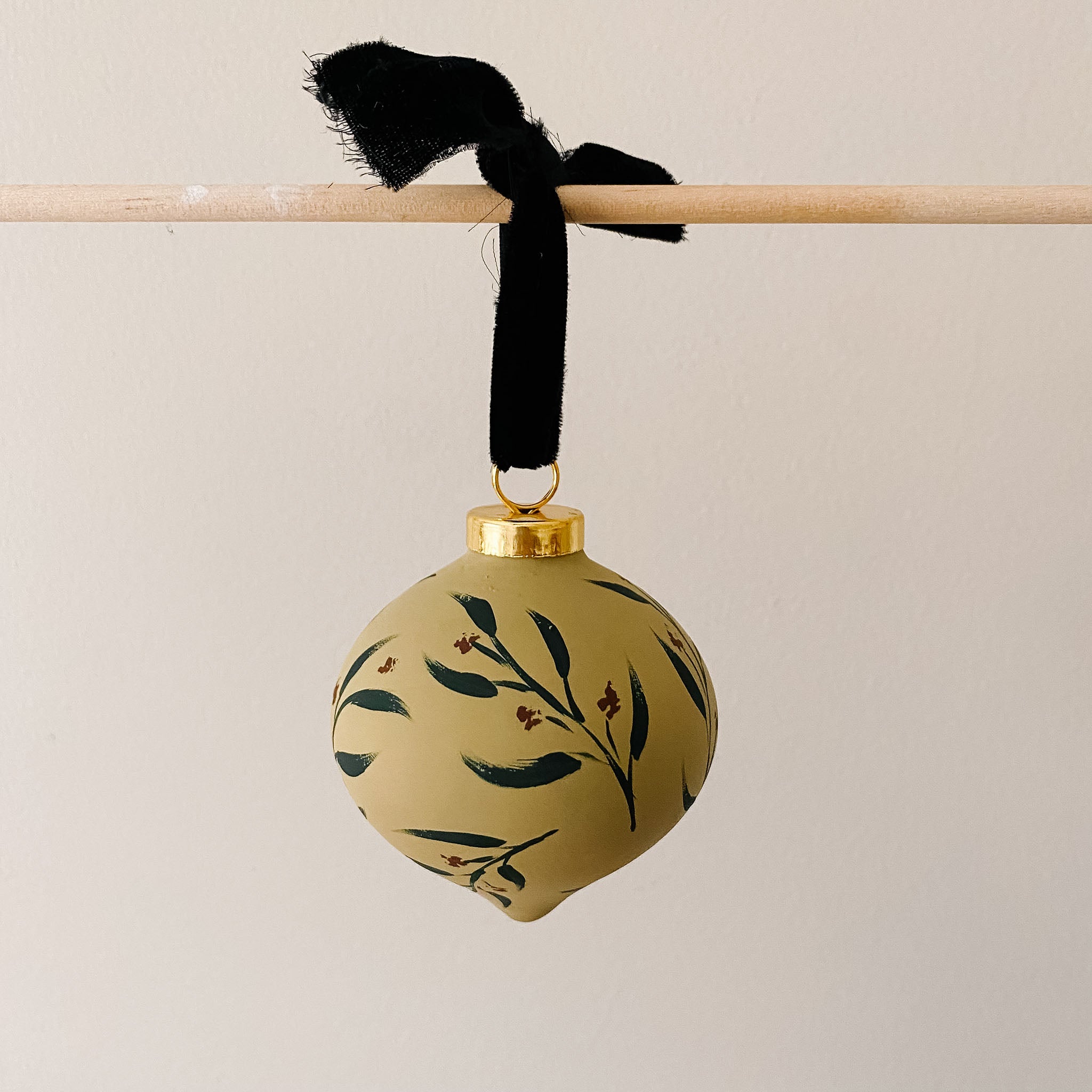 "Golden Evergreen" Hand Painted Ornament