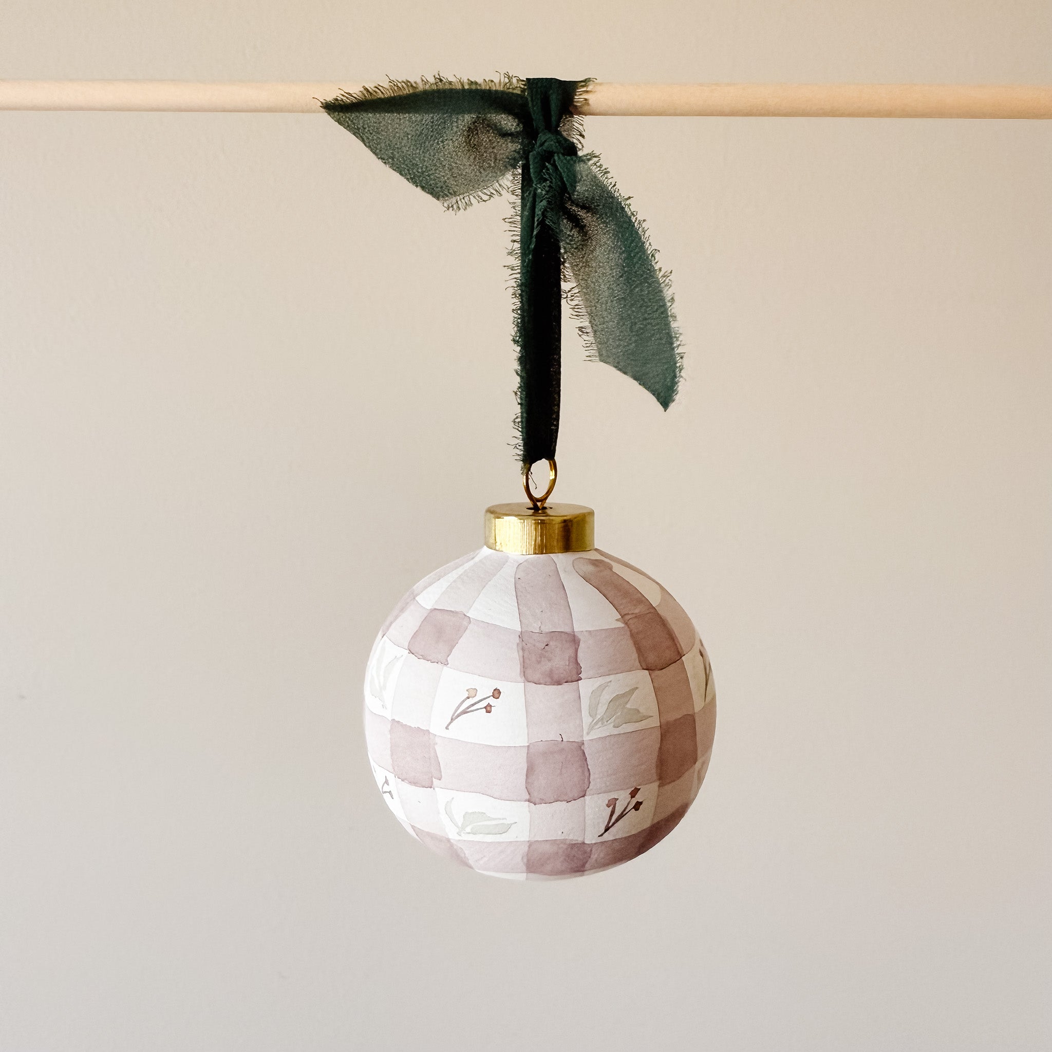 "Gingham" Hand Painted Ornament