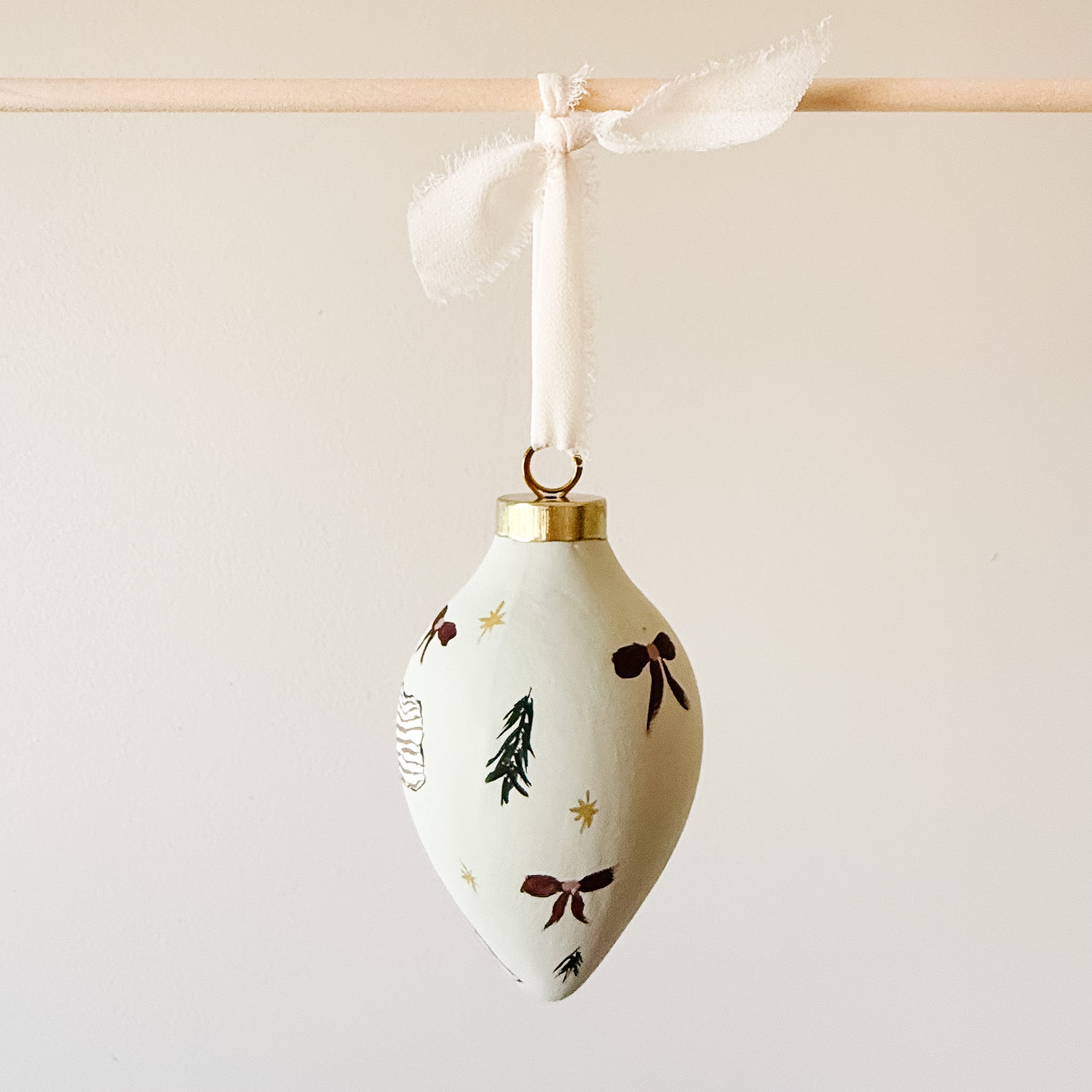 "Holiday Bow" Hand Painted Ornament