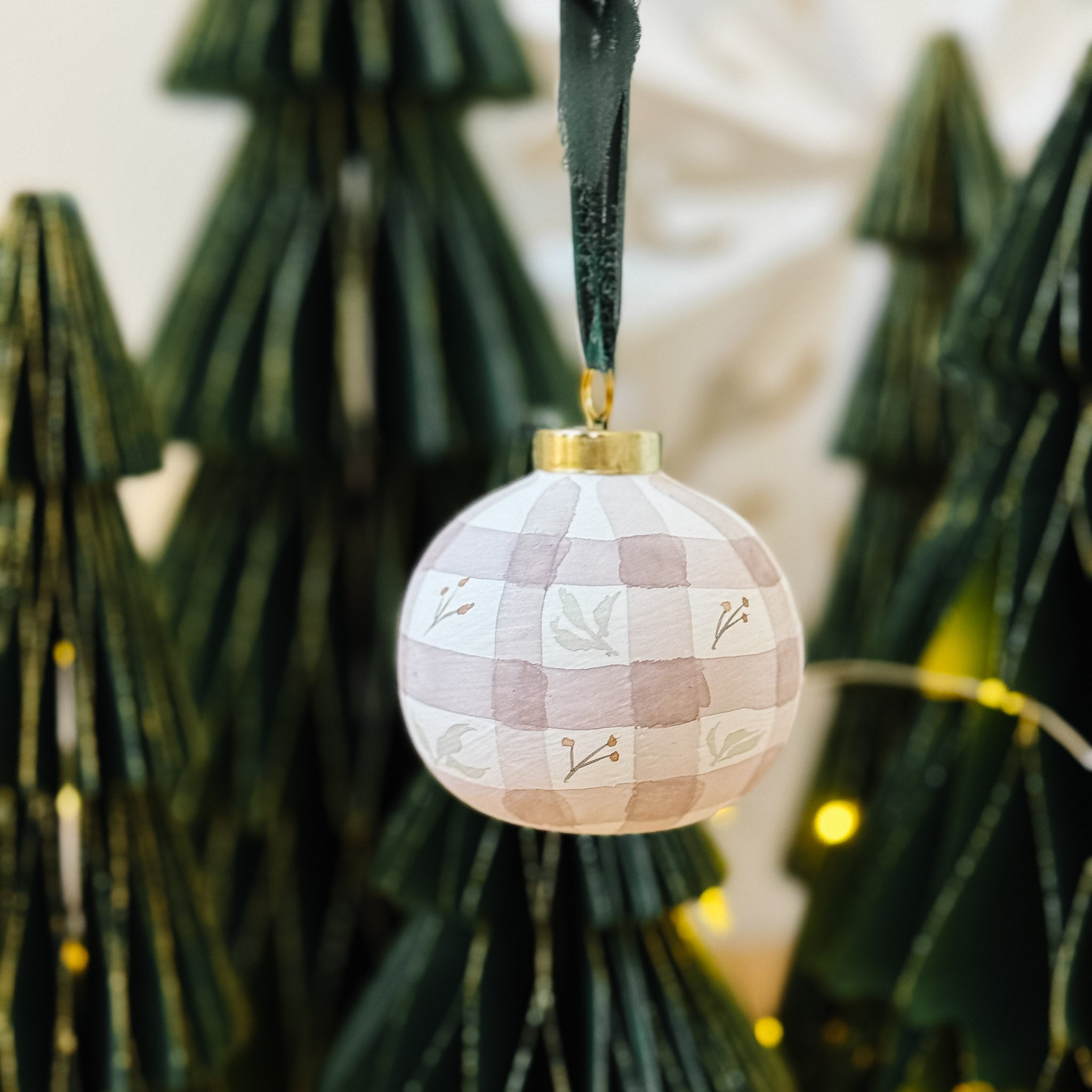 "Gingham" Hand Painted Ornament