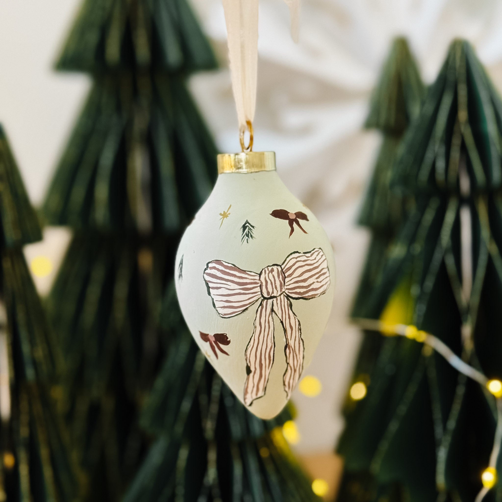 "Holiday Bow" Hand Painted Ornament