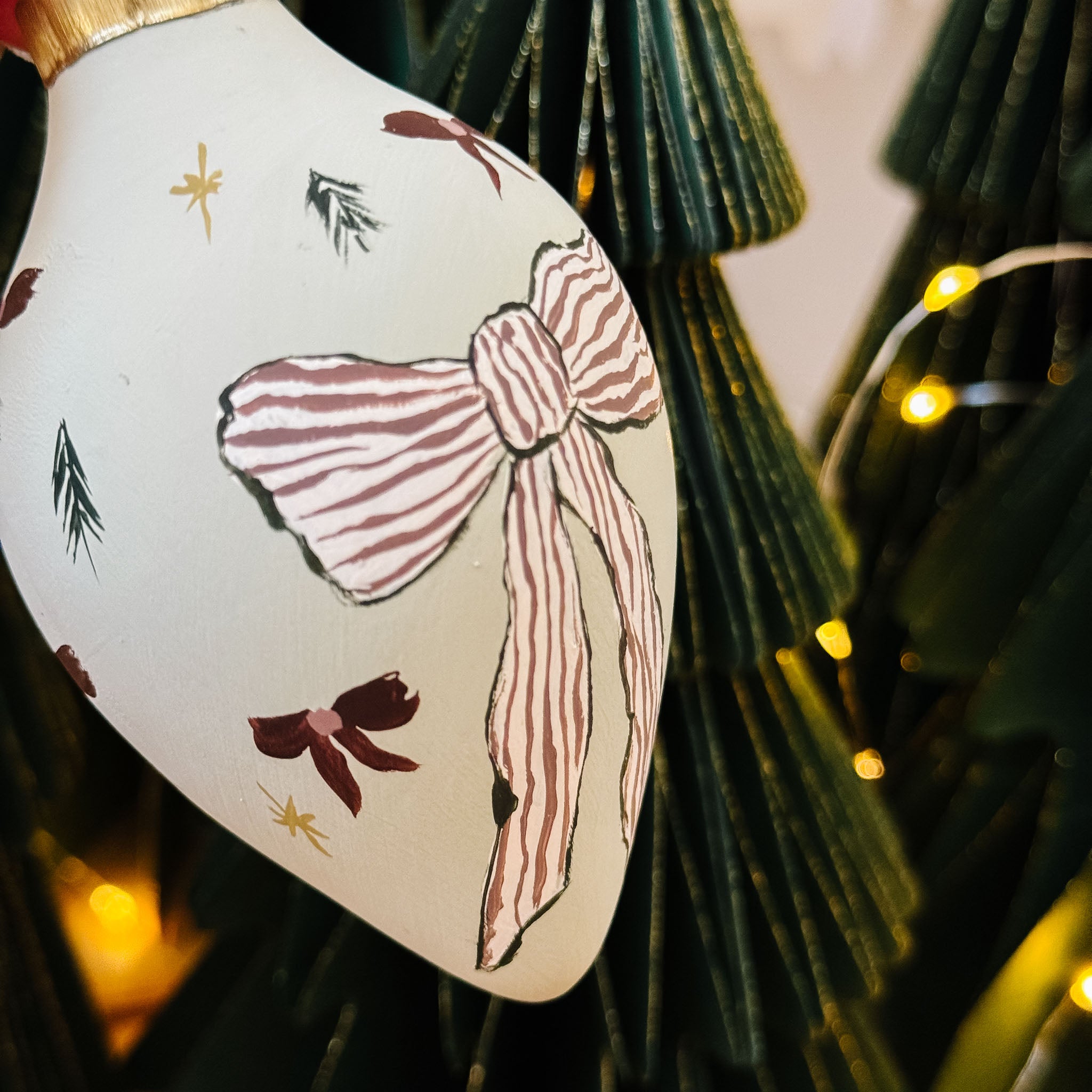 "Holiday Bow" Hand Painted Ornament