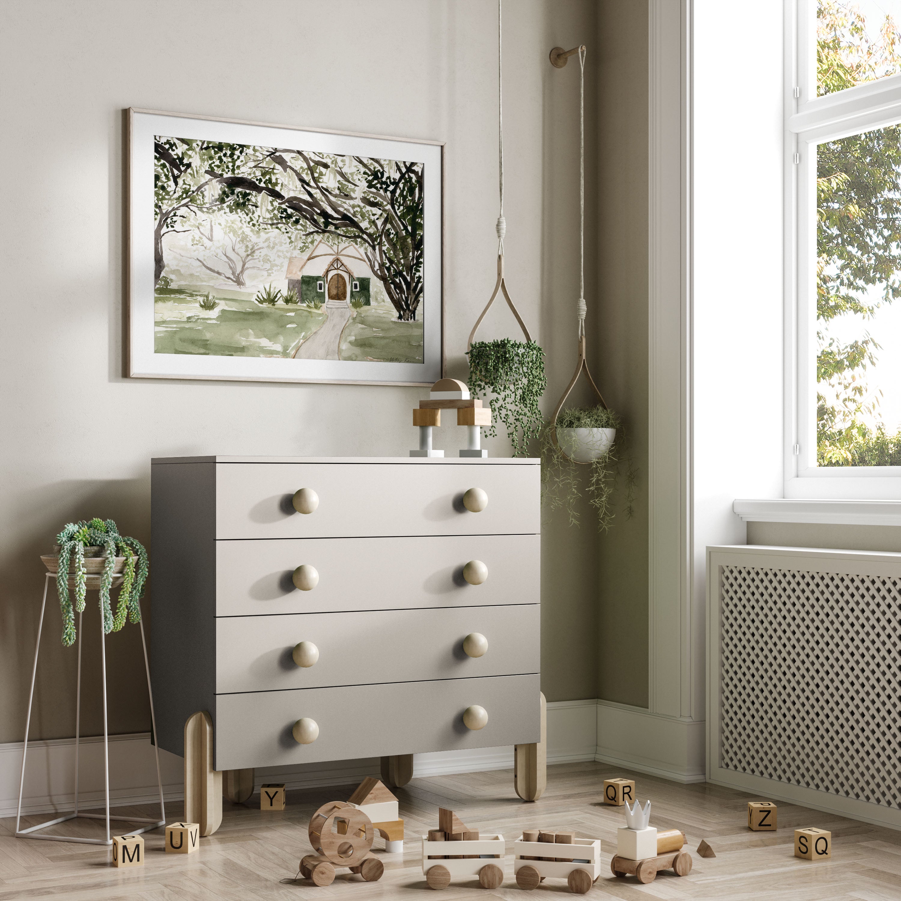 "In the Oak Trees" Watercolor Print