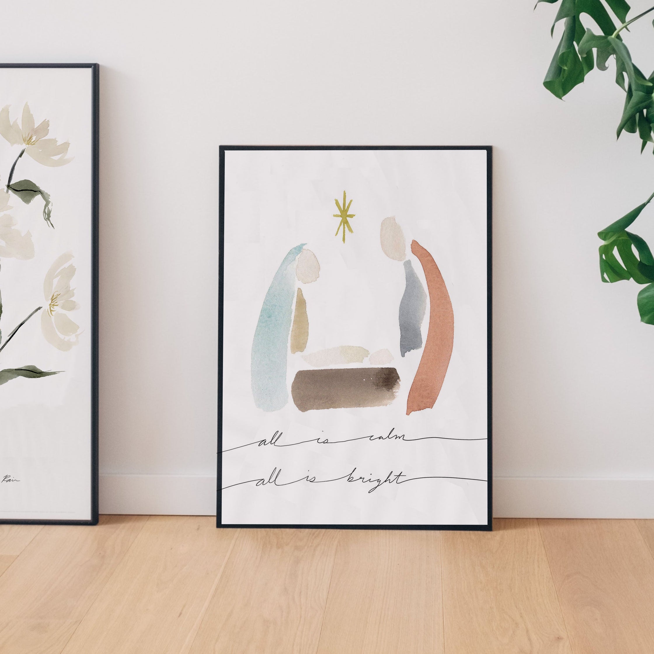 "All is Calm, All is Bright" Nativity Watercolor Print